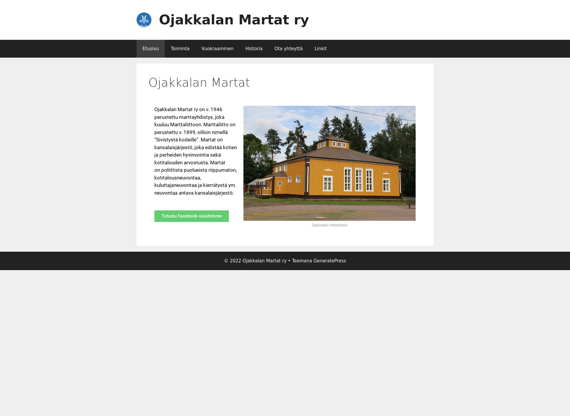 Skärmdump för ojakkalanmartat.fi