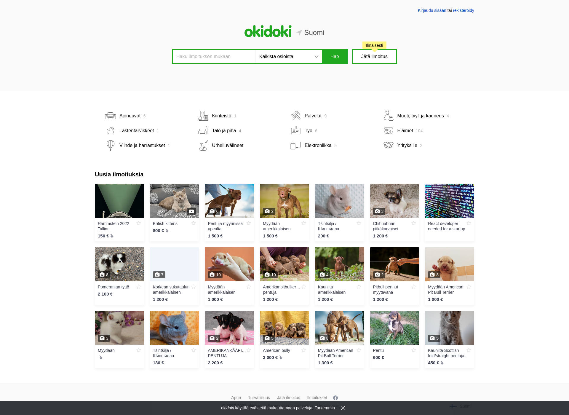 Screenshot for okidoki.fi