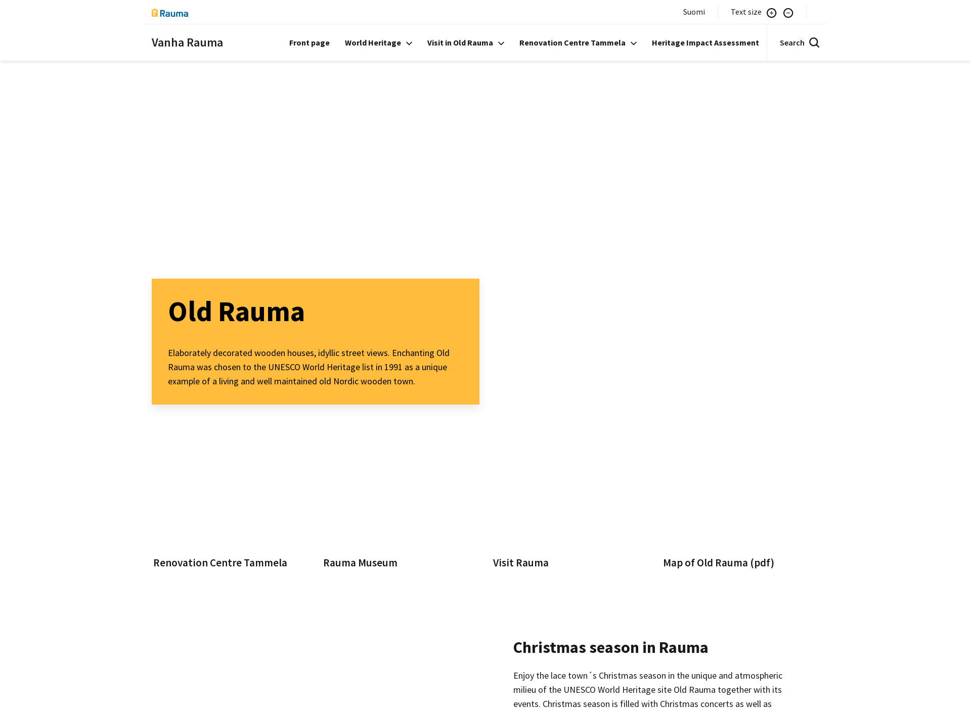 Skärmdump för oldrauma.fi
