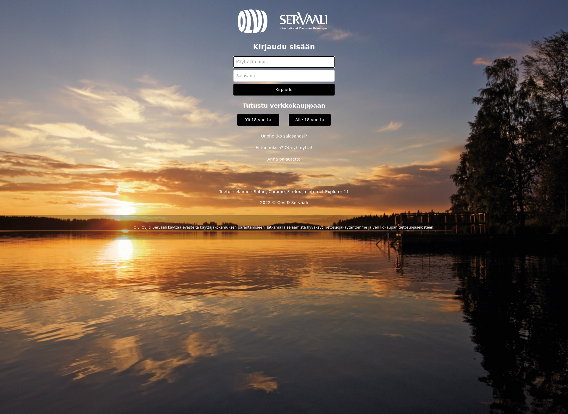 Screenshot for olvi-servaali.fi