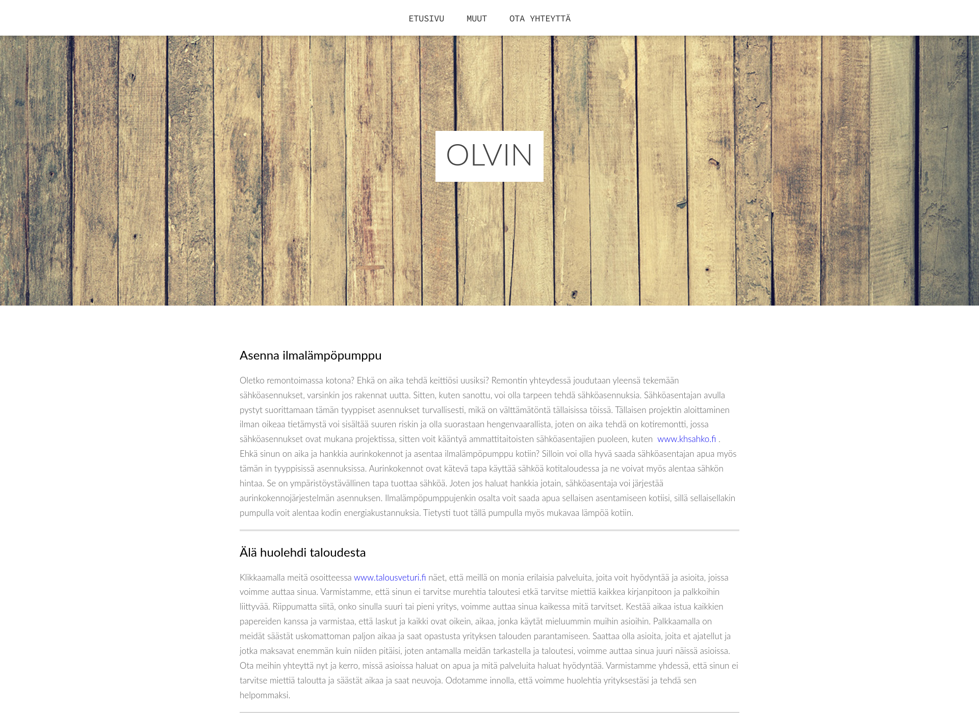 Screenshot for olvin.fi