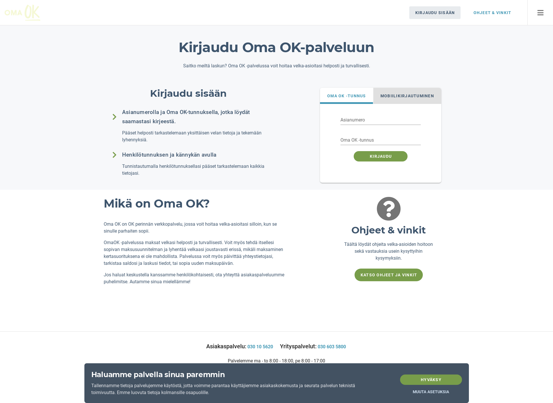 Screenshot for omaok.fi