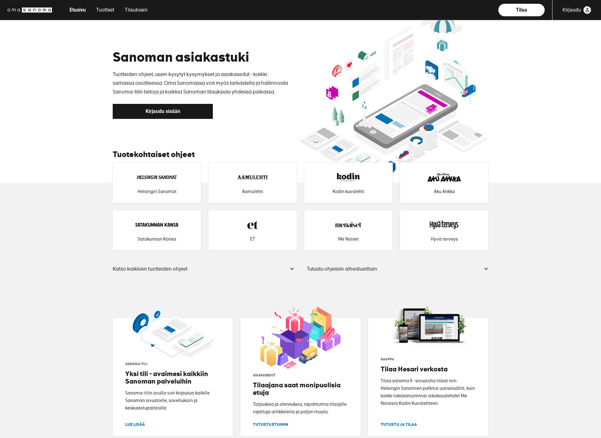 Skärmdump för omasanoma.fi