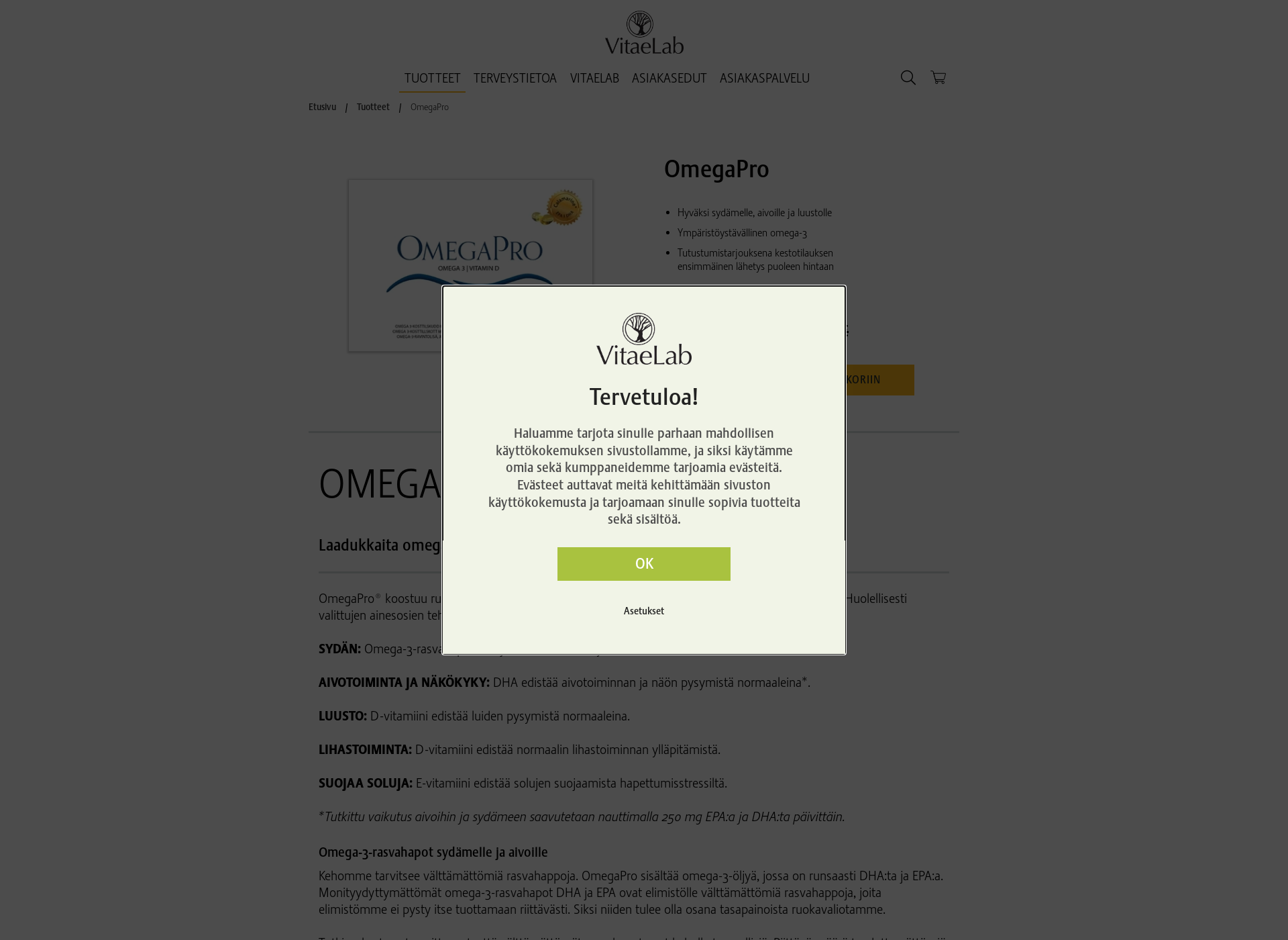 Skärmdump för omegapro.fi