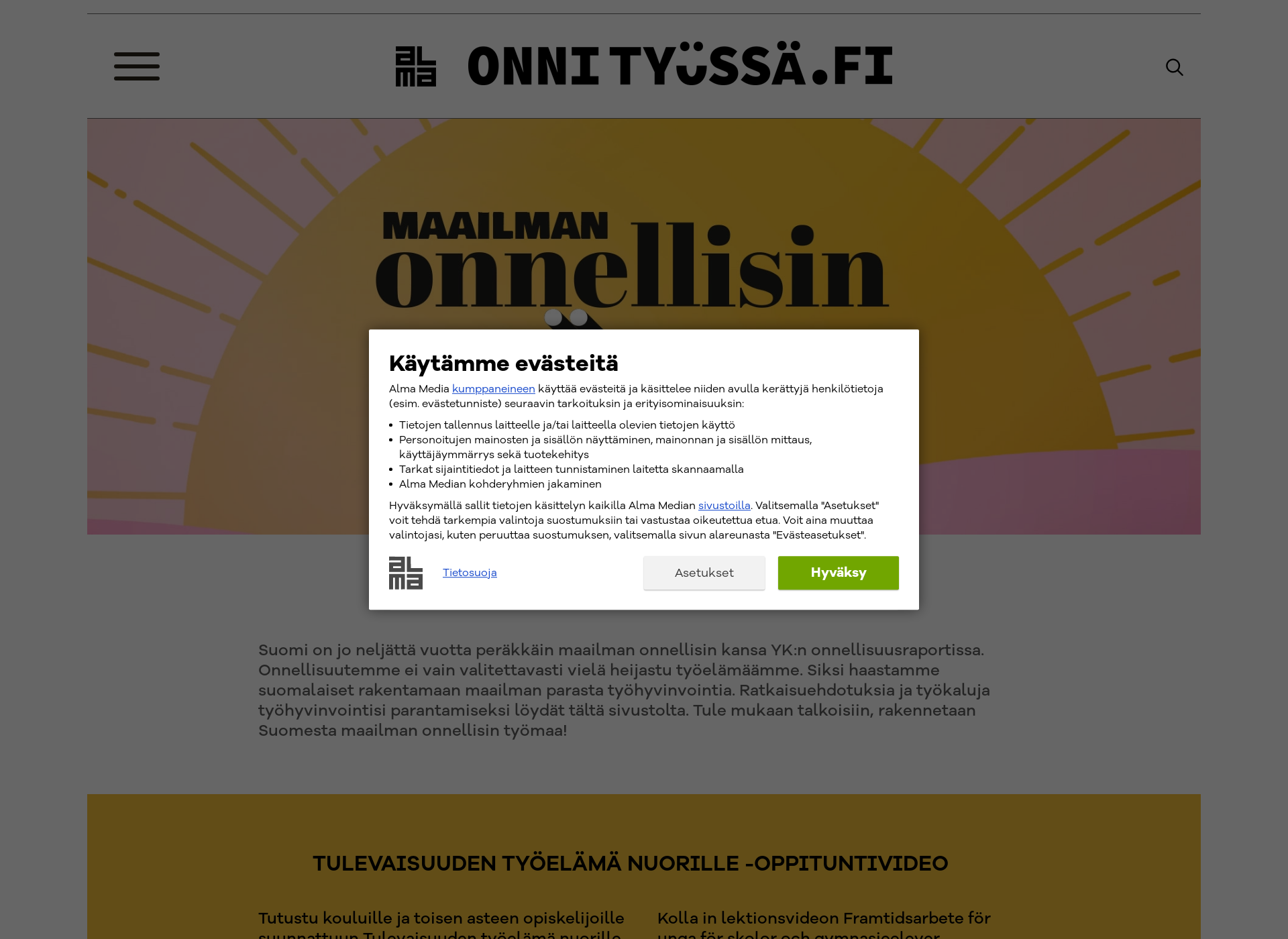Screenshot for onnityossa.fi