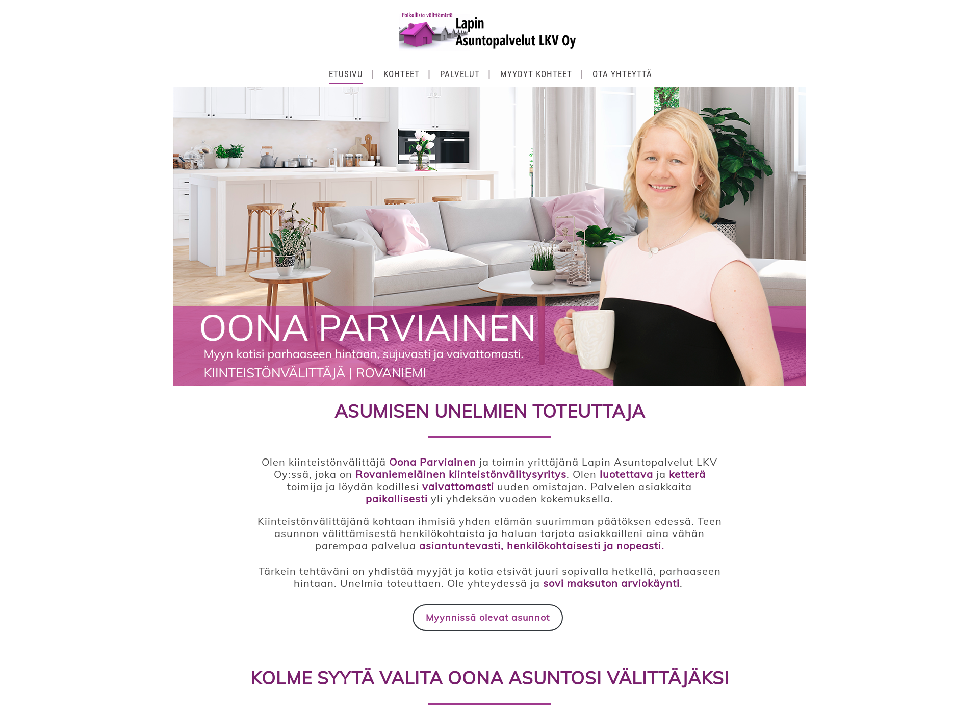 Screenshot for oonaparviainen.fi