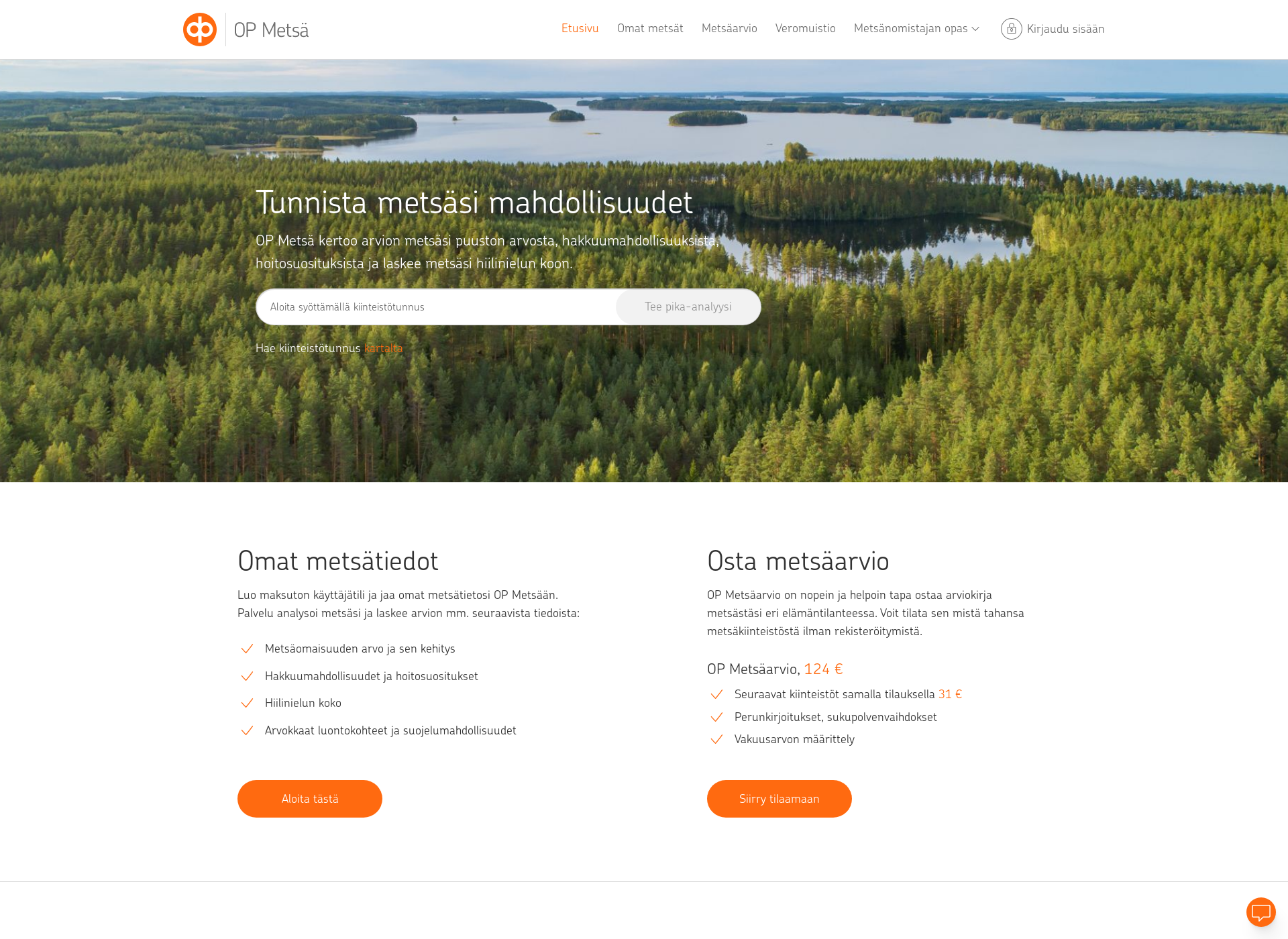 Screenshot for op-metsa.fi