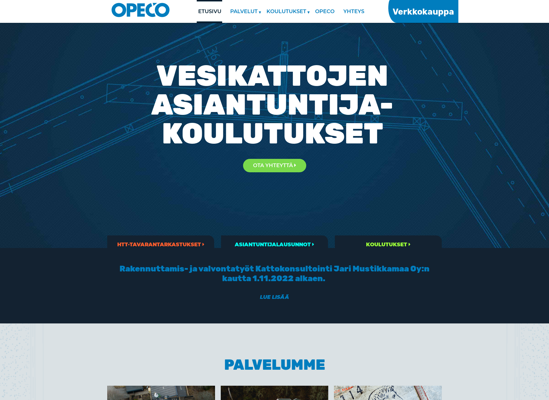 Skärmdump för opeco.fi