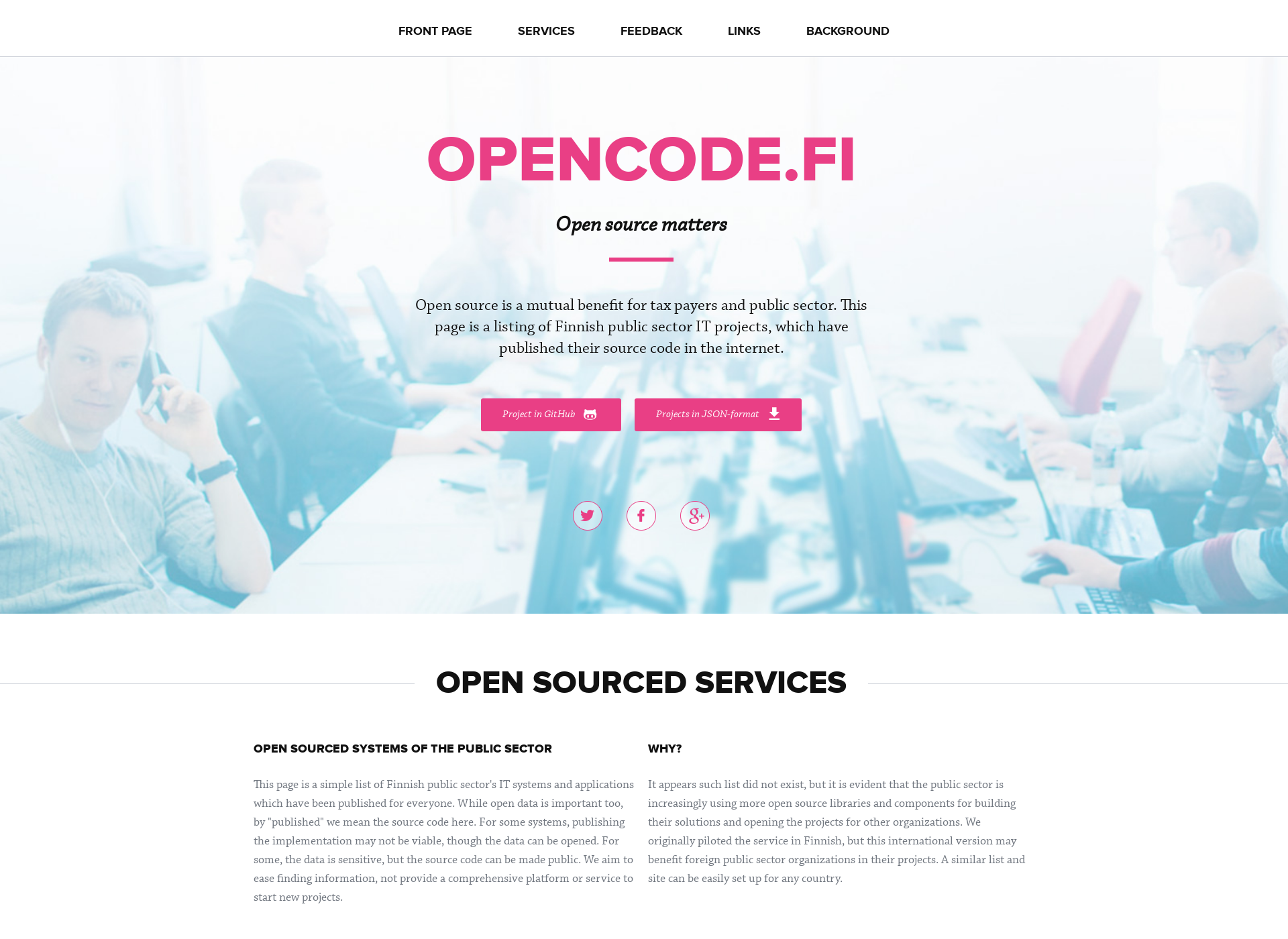 Skärmdump för opencode.fi