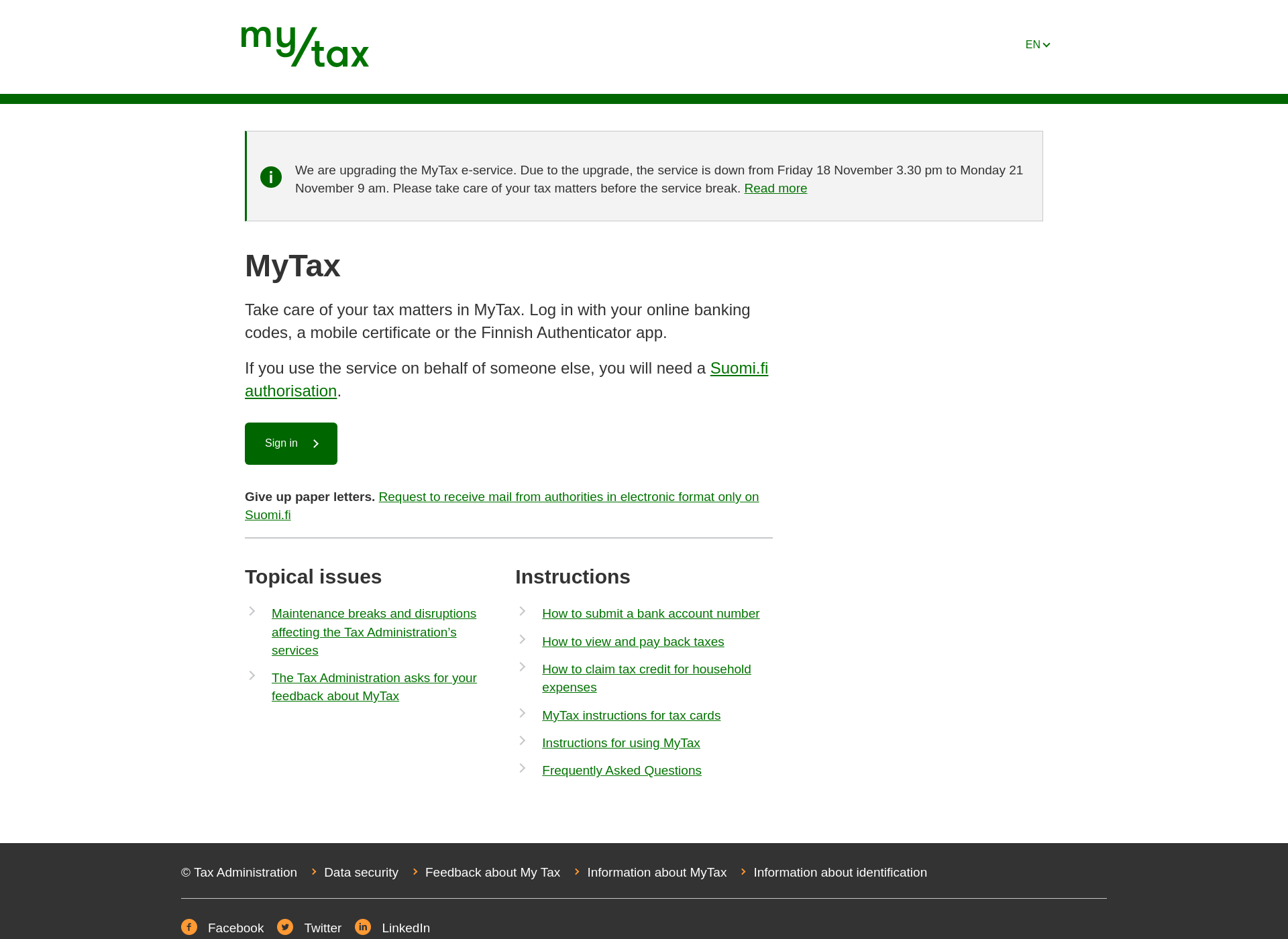 Skärmdump för openmytax.fi