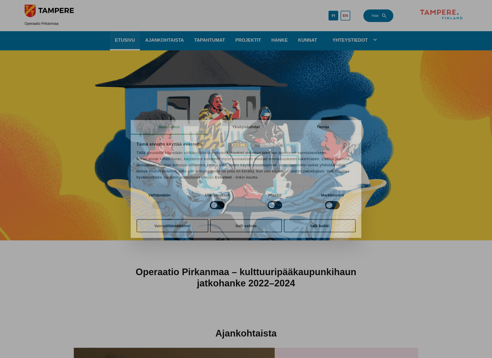 Skärmdump för operaatiopirkanmaa.fi