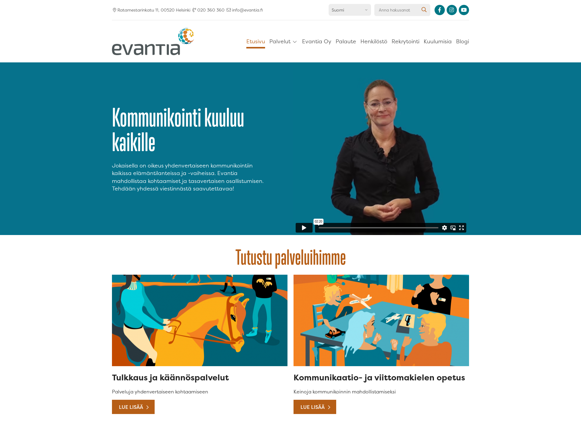 Skärmdump för opetustilaus.fi