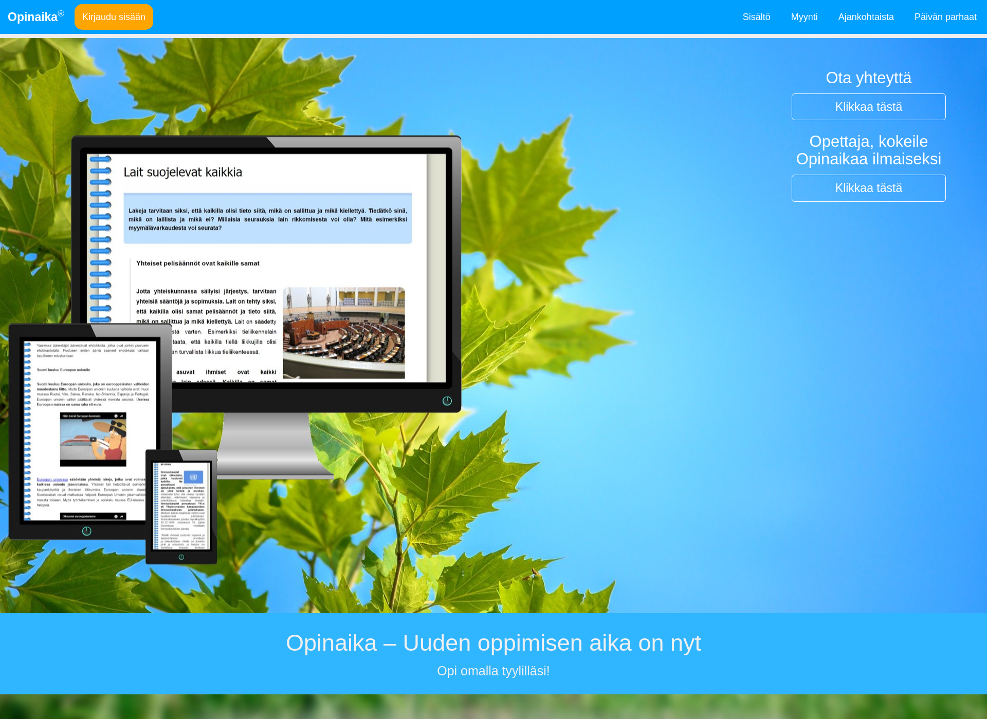 Screenshot for opinaika.fi
