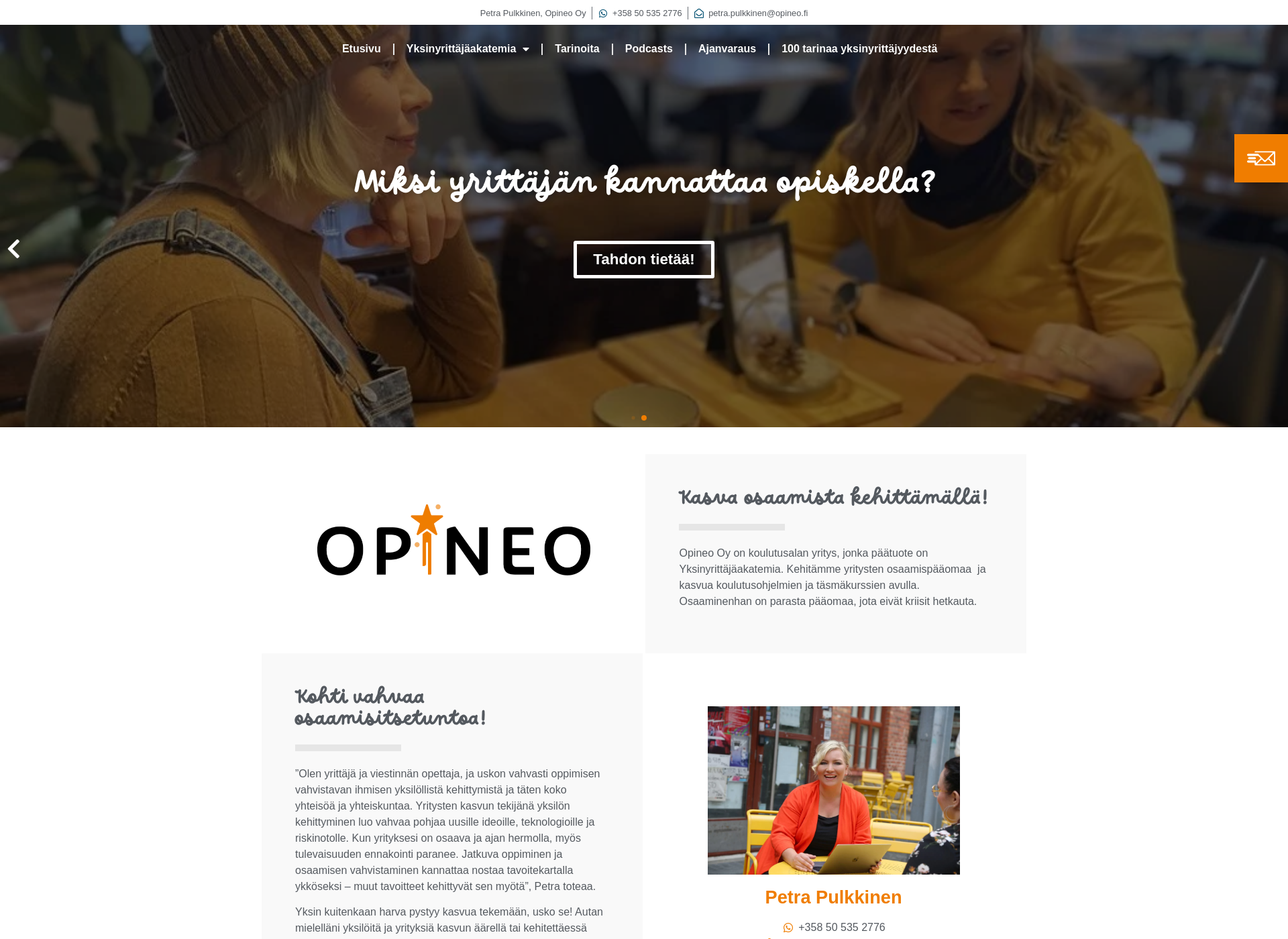 Skärmdump för opineo.fi