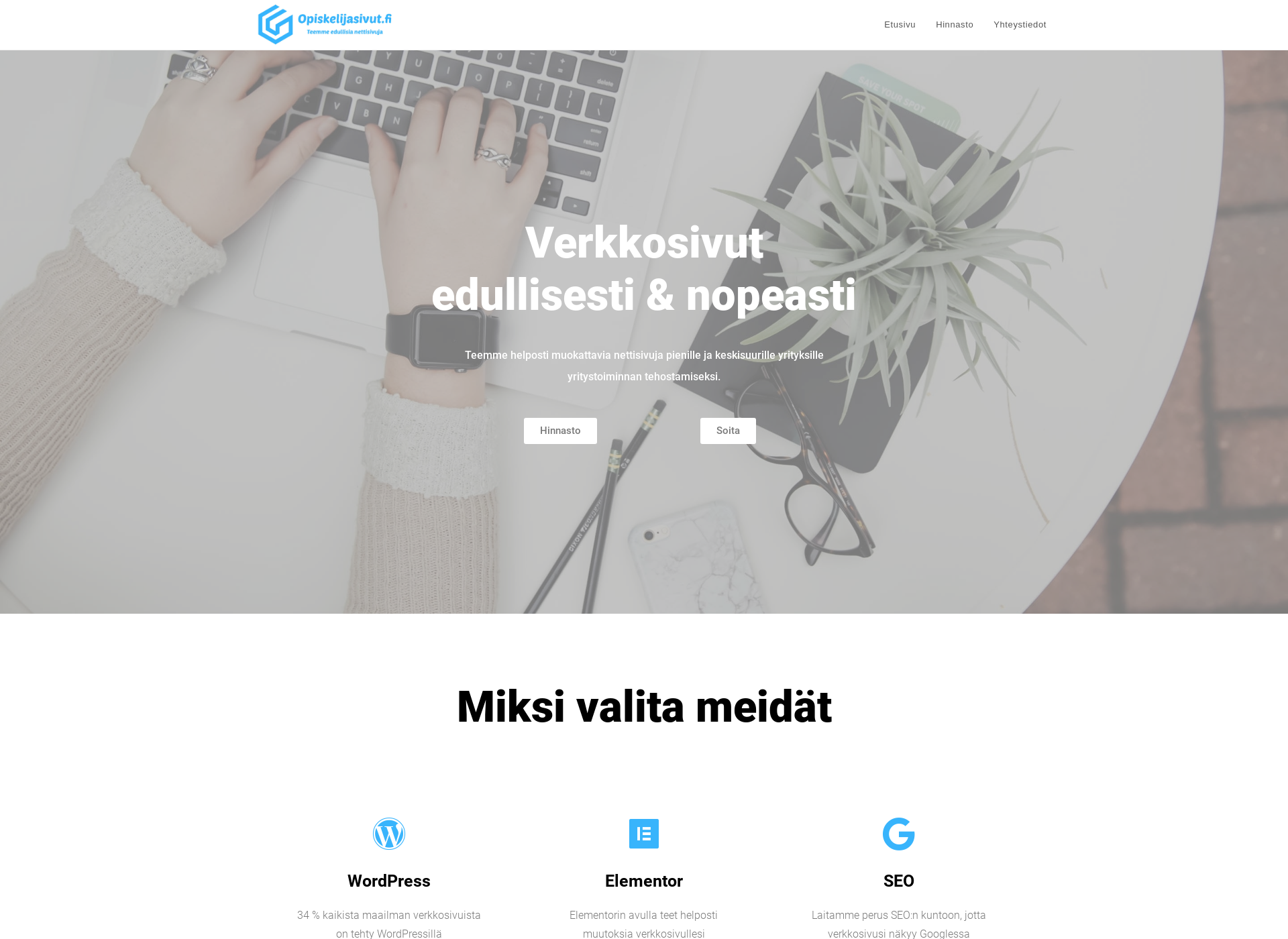 Skärmdump för opiskelijasivut.fi