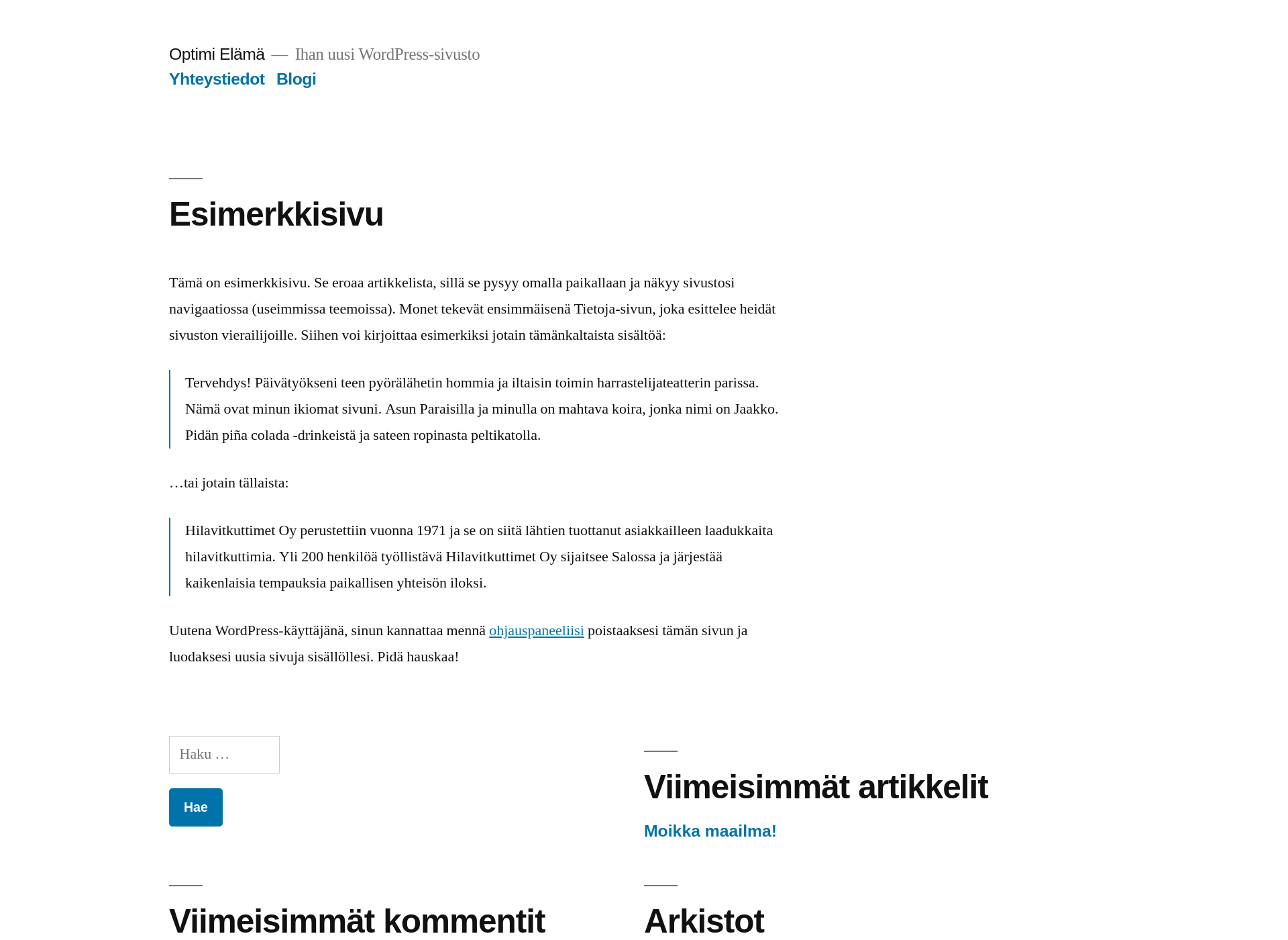 Skärmdump för optimilife.fi