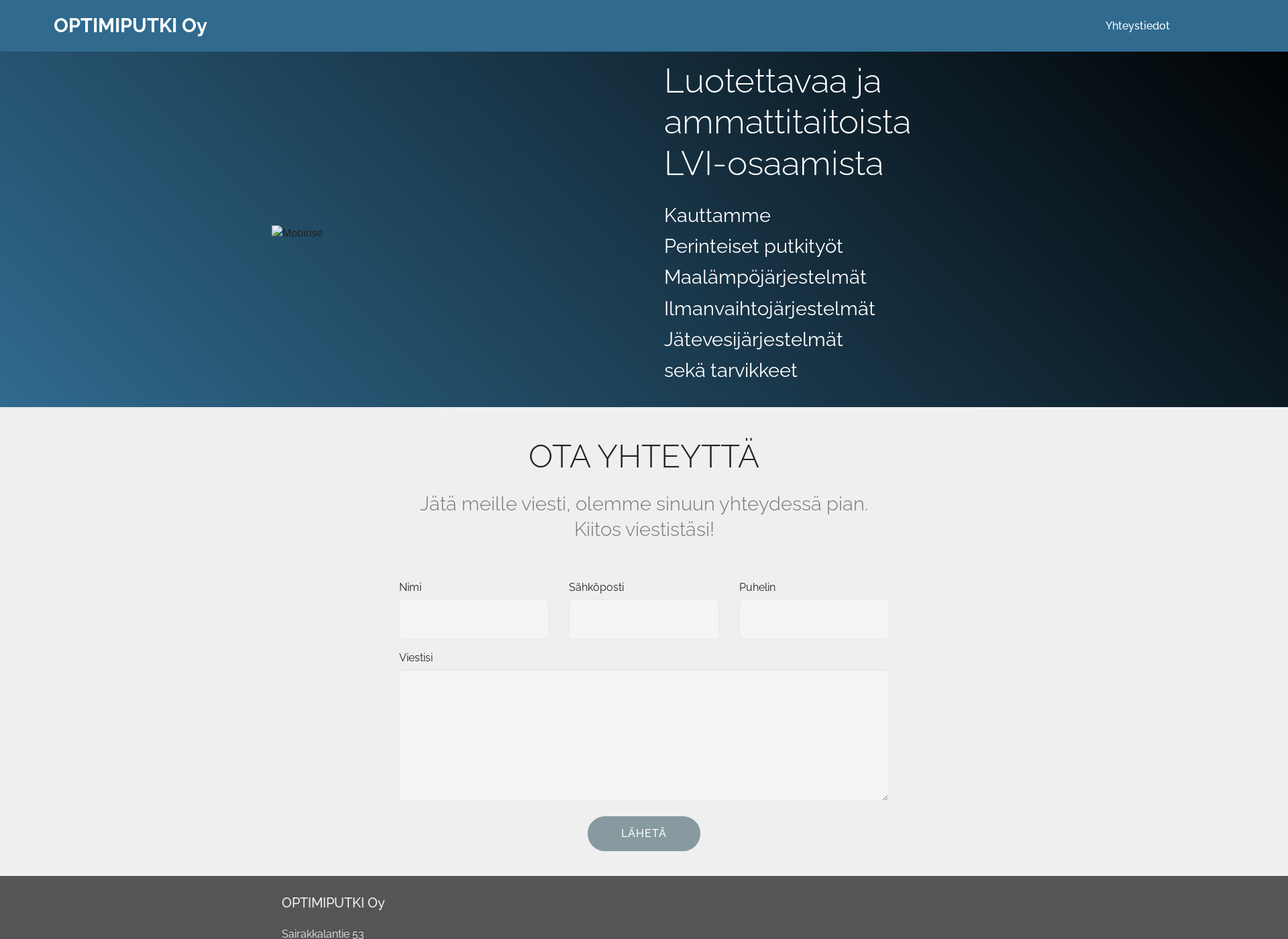 Skärmdump för optimiputki.fi
