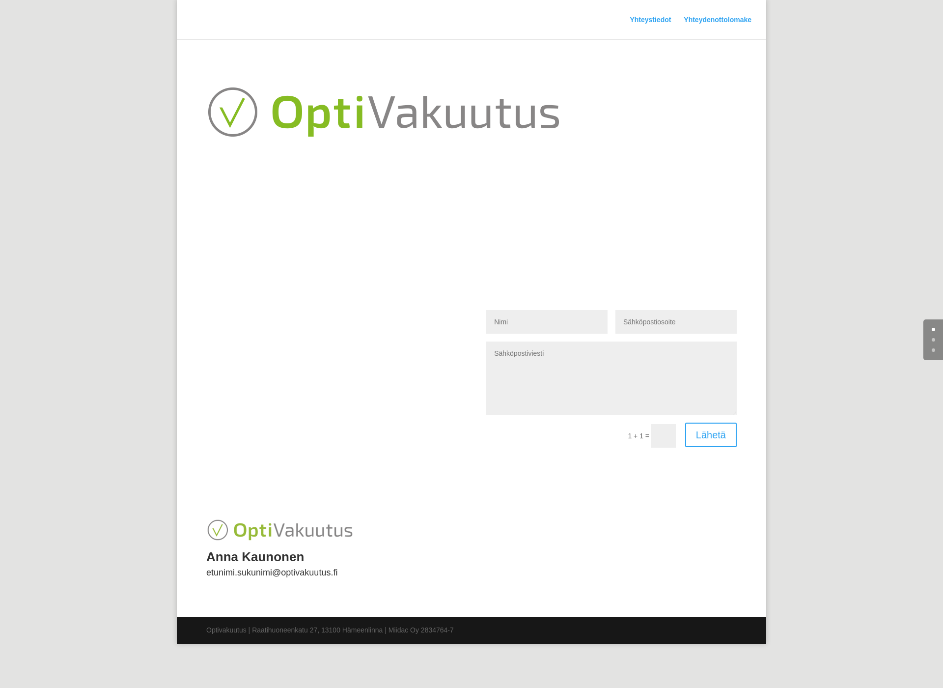 Skärmdump för optivakuutus.fi