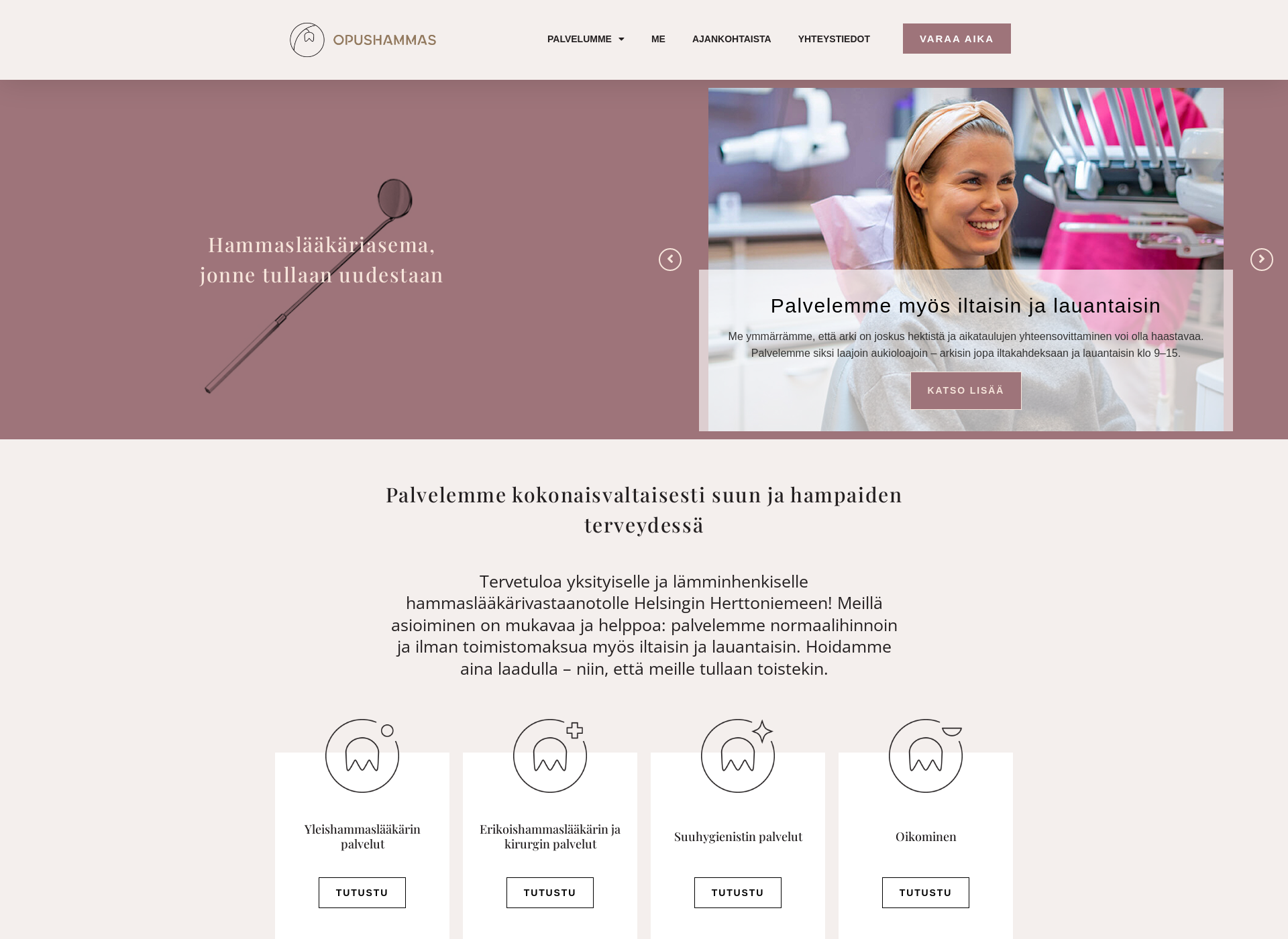 Skärmdump för opushammas.fi