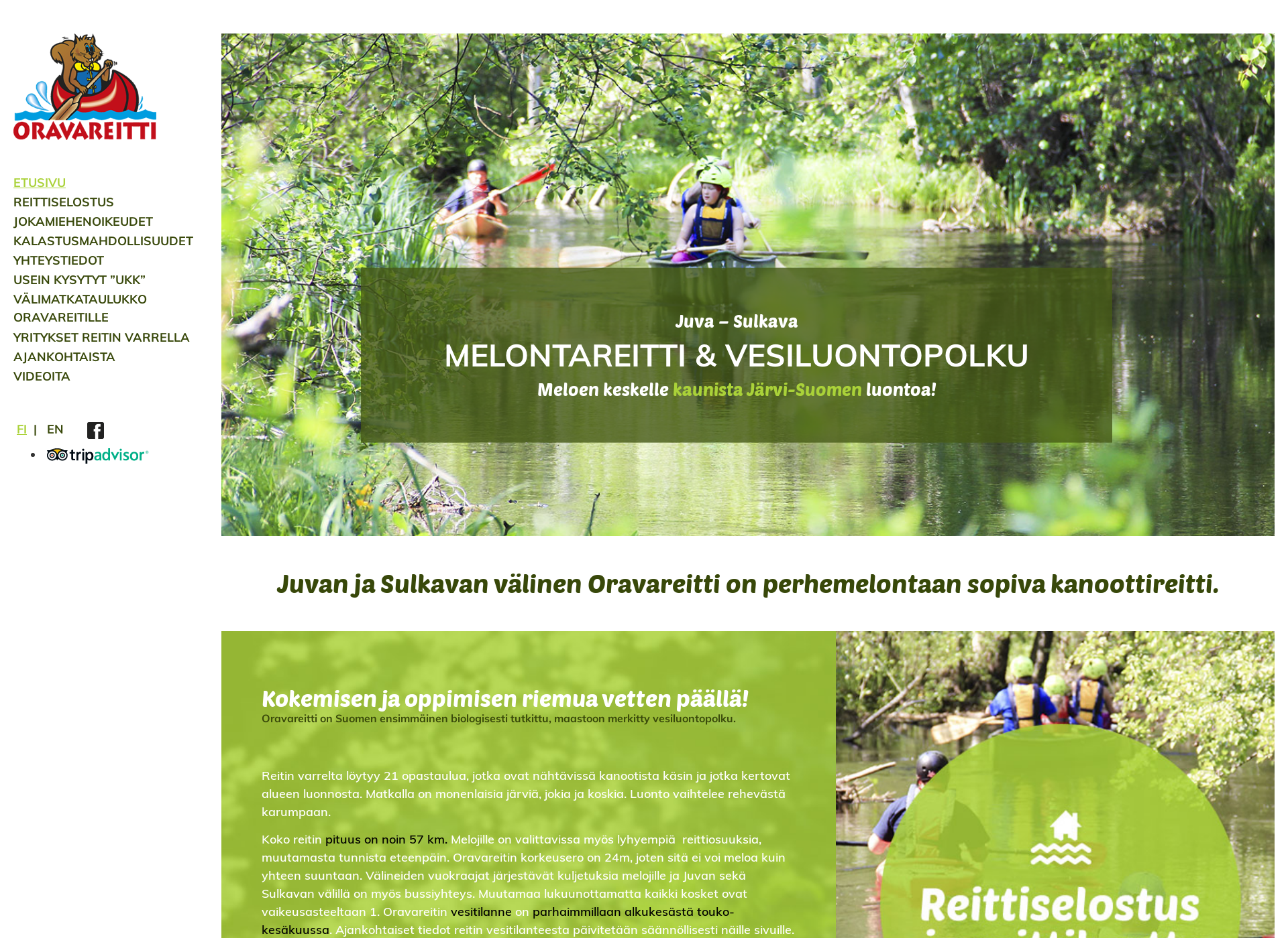 Skärmdump för oravareitti.fi
