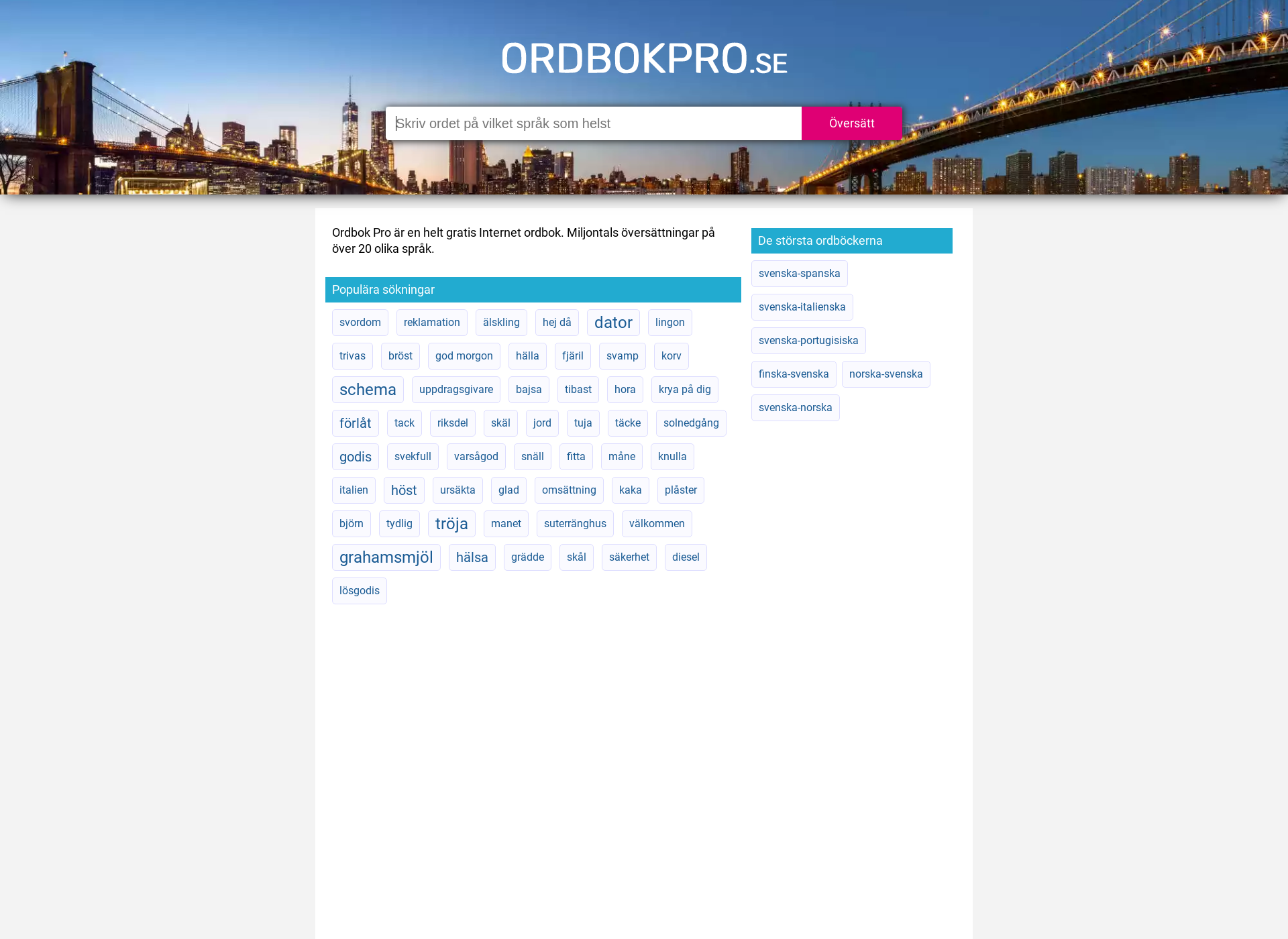 Screenshot for ordbok.fi