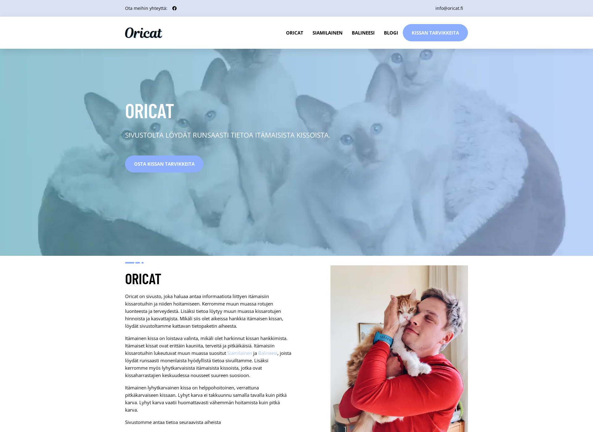 Skärmdump för oricat.fi