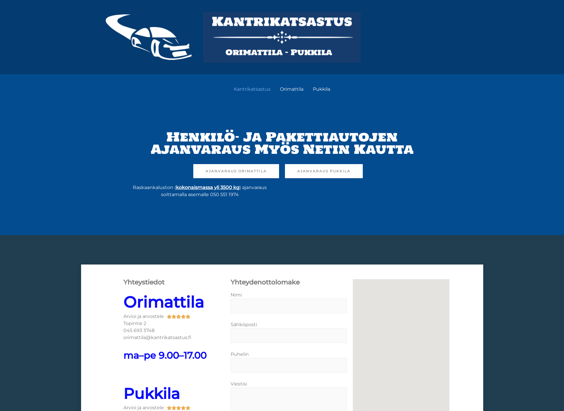 Skärmdump för orimattilankatsastus.fi