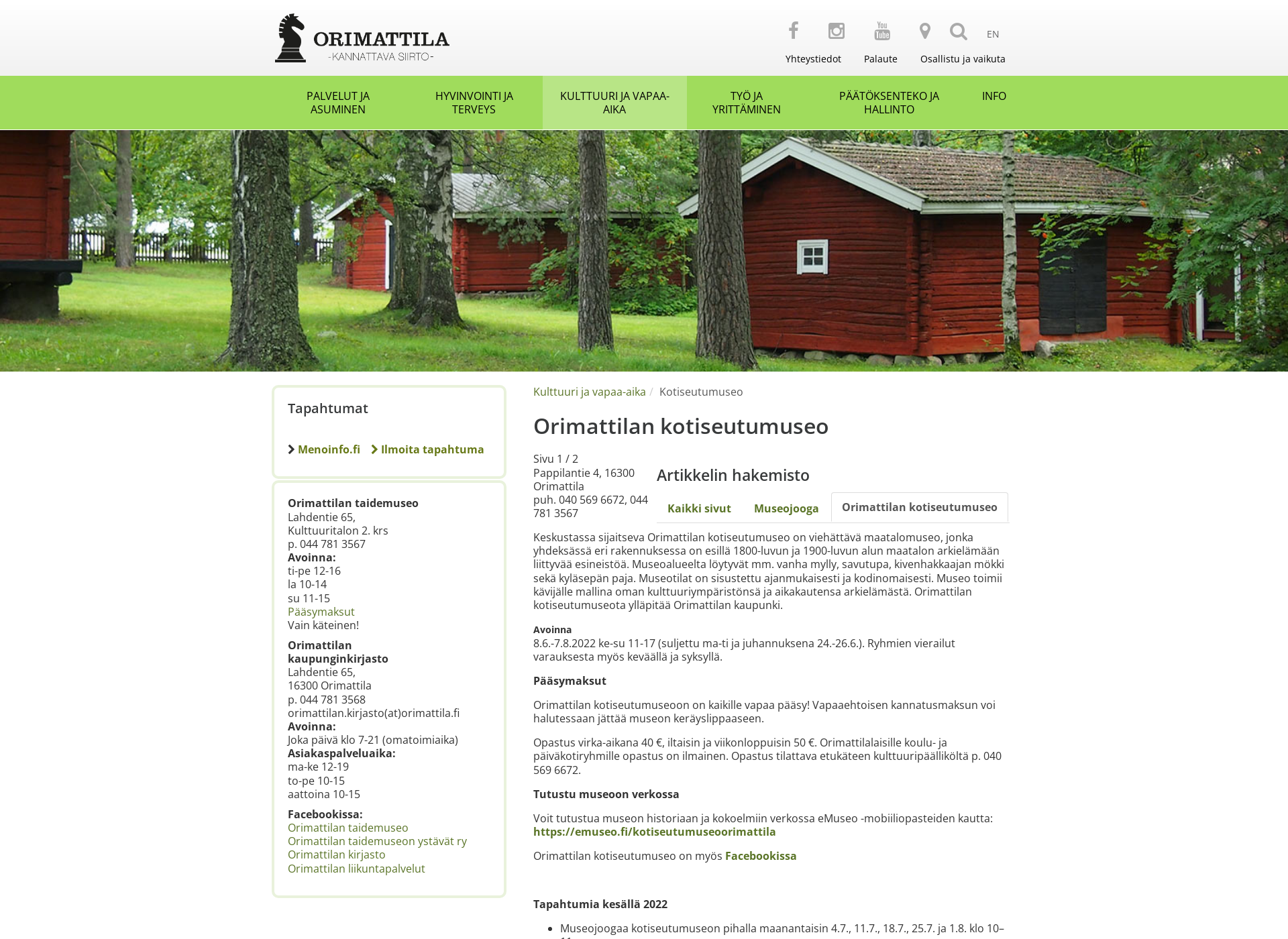 Screenshot for orimattilankotiseutumuseo.fi