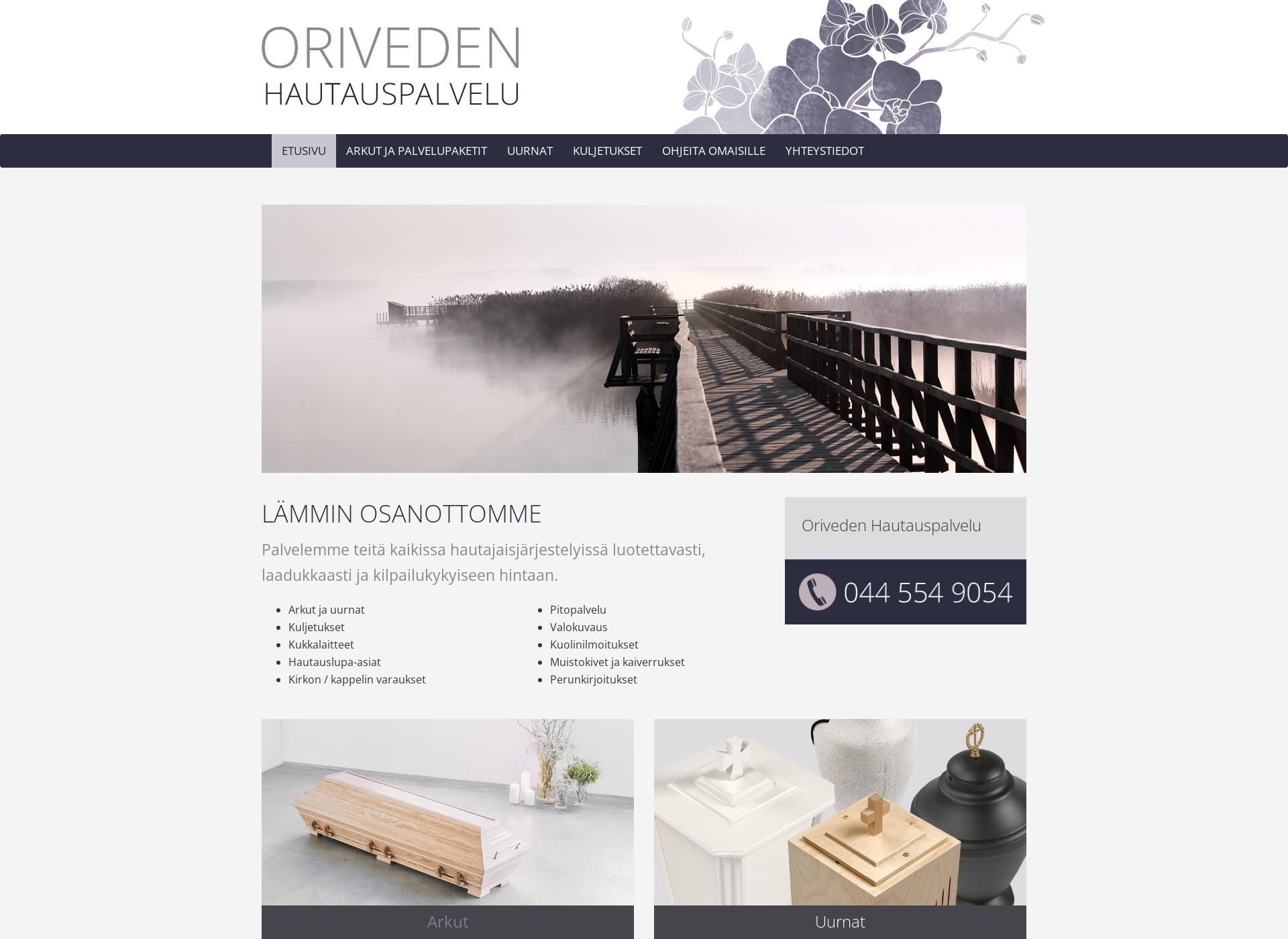 Screenshot for orivedenhautauspalvelu.fi