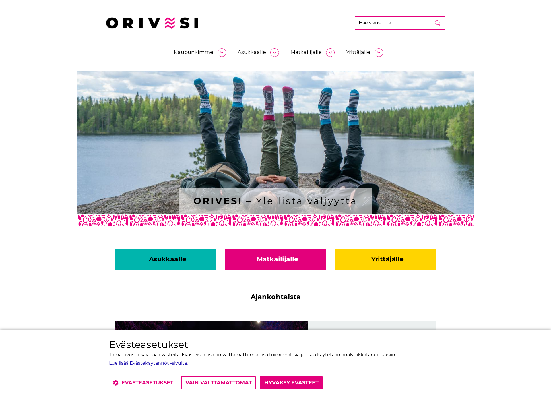 Skärmdump för orivesi.fi