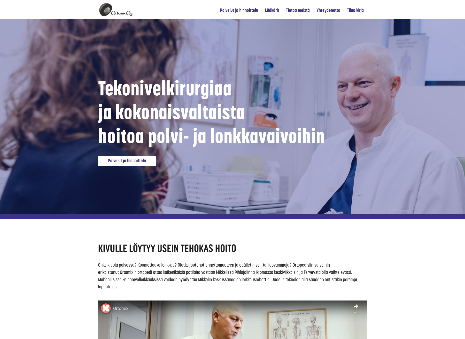 Skärmdump för ortomix.fi