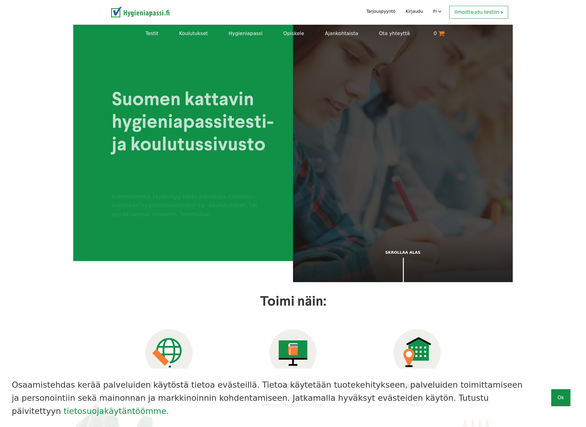 Skärmdump för osaamistesti.fi