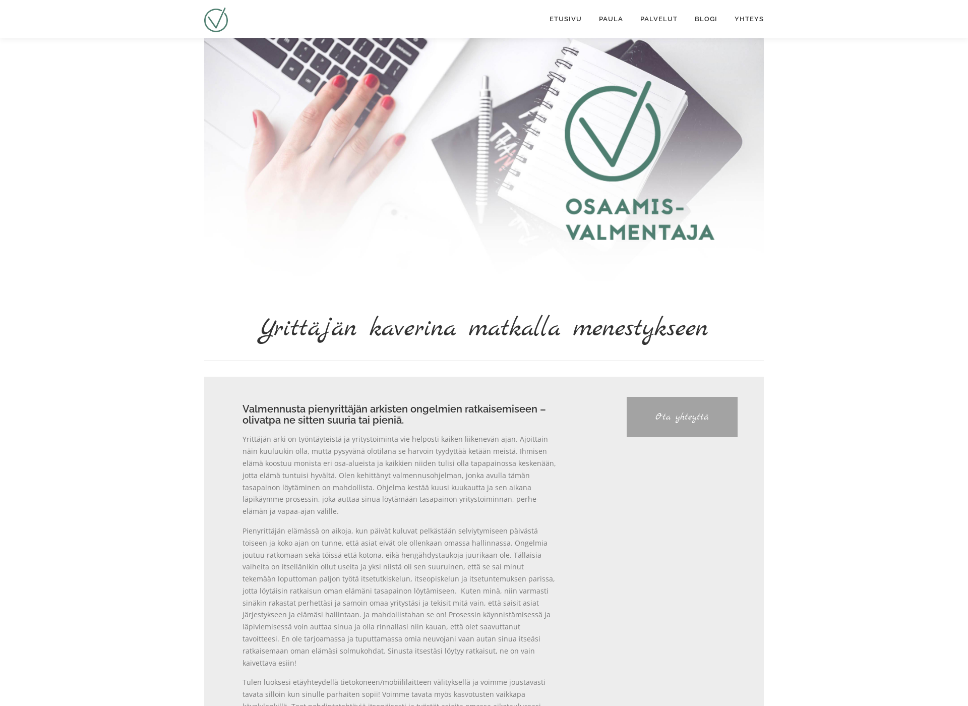 Skärmdump för osaamisvalmentaja.fi