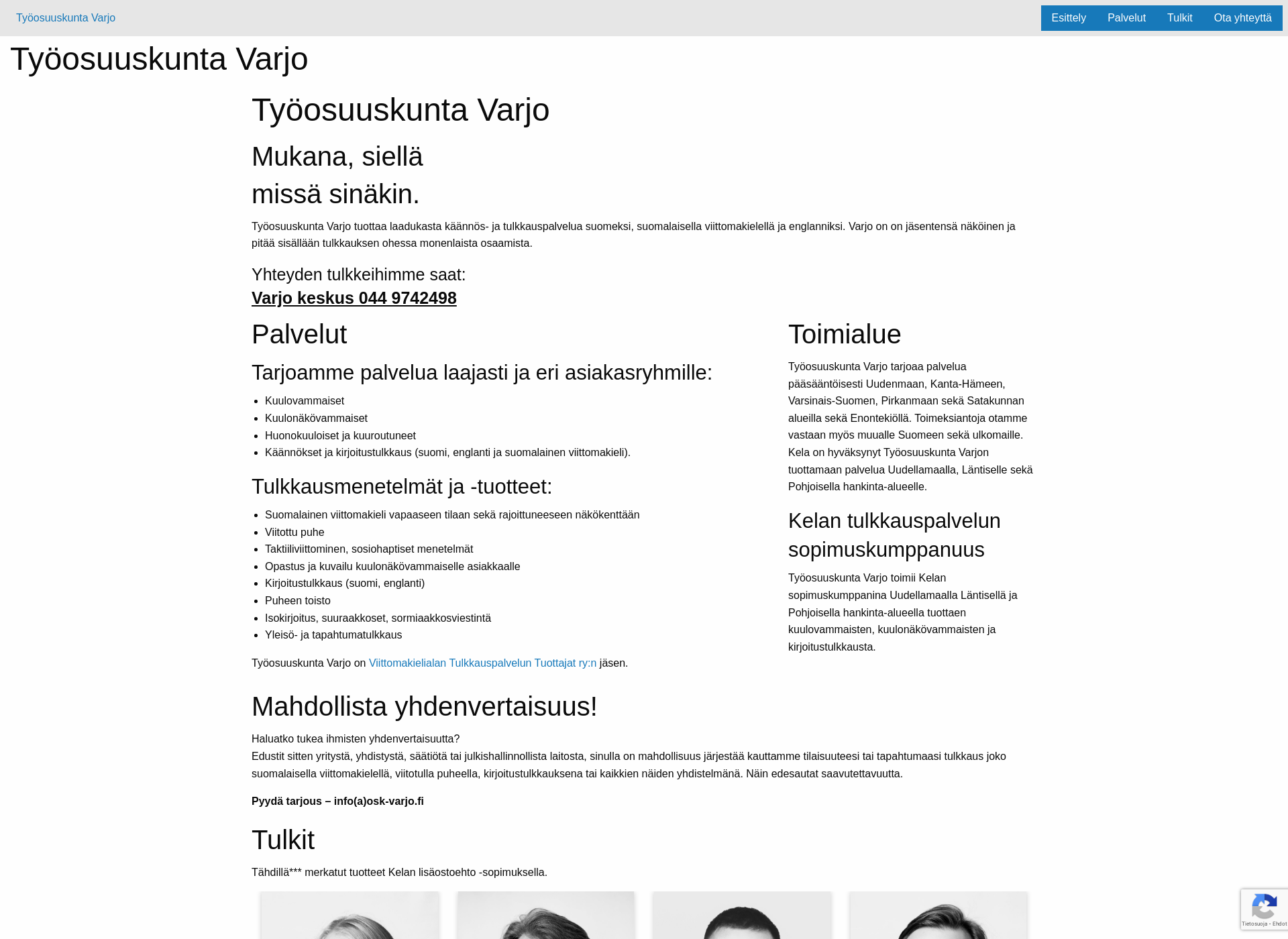 Skärmdump för osk-varjo.fi
