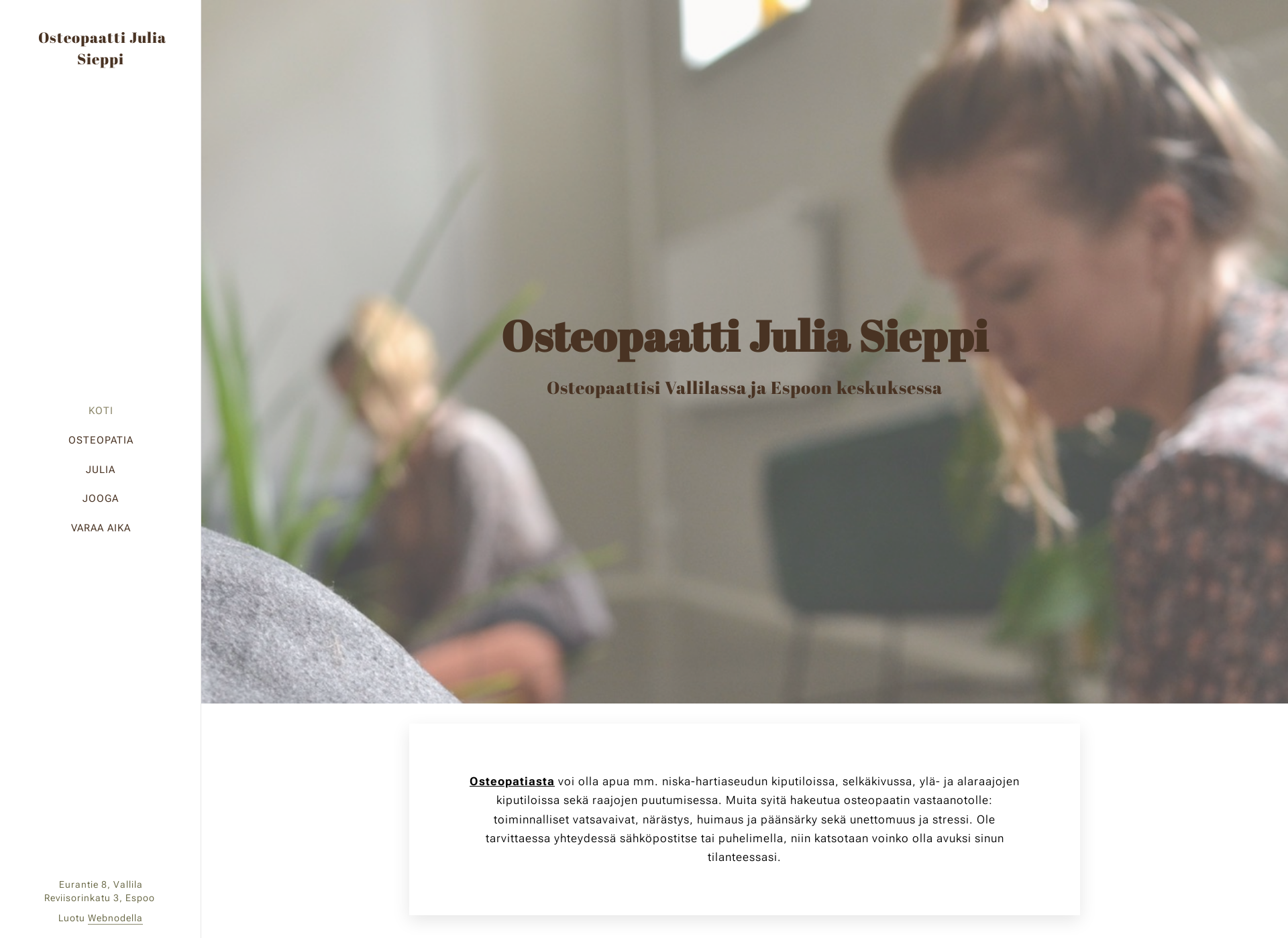 Skärmdump för osteopaattijuliasieppi.fi