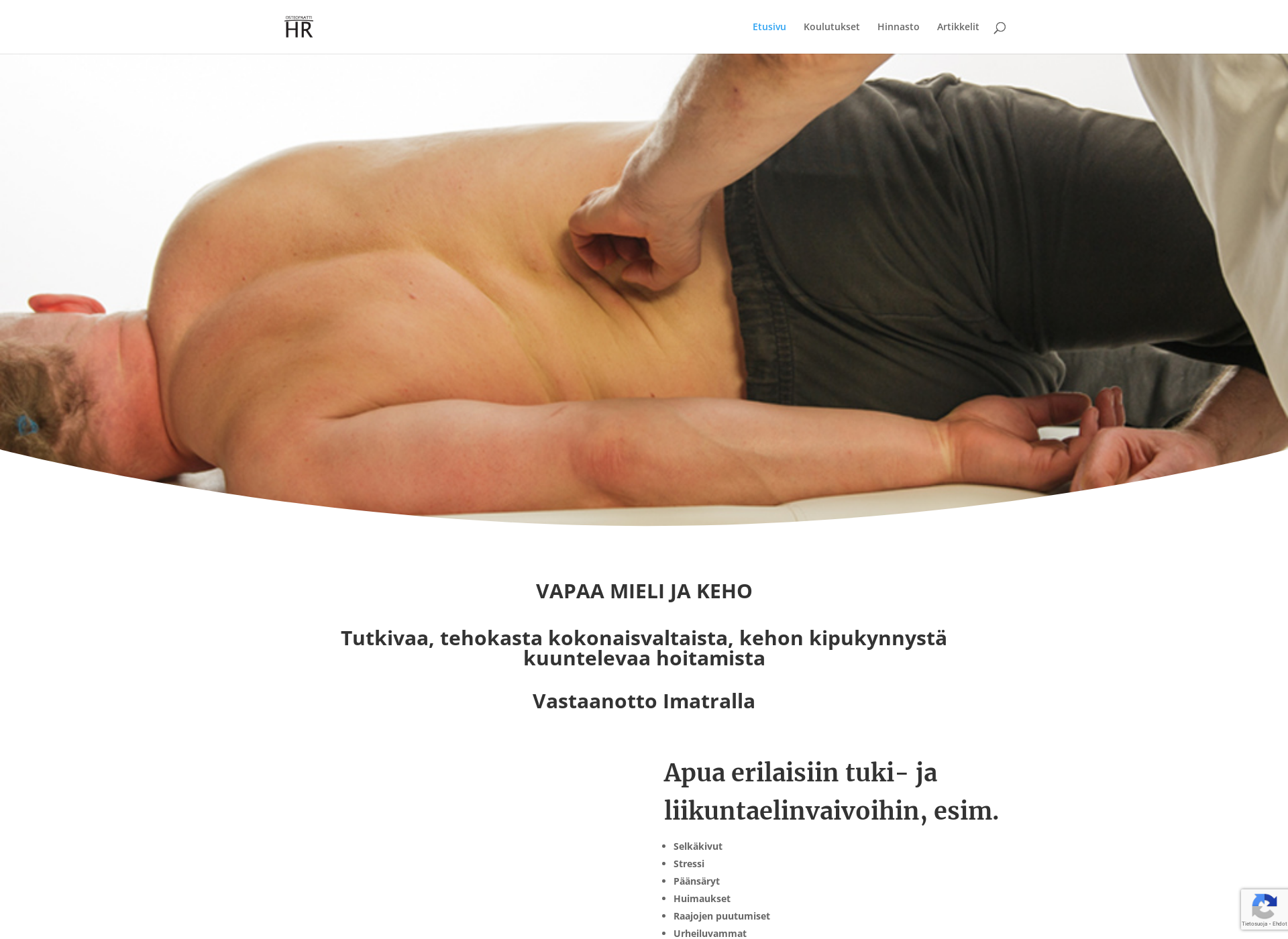 Skärmdump för osteopaattirovio.fi