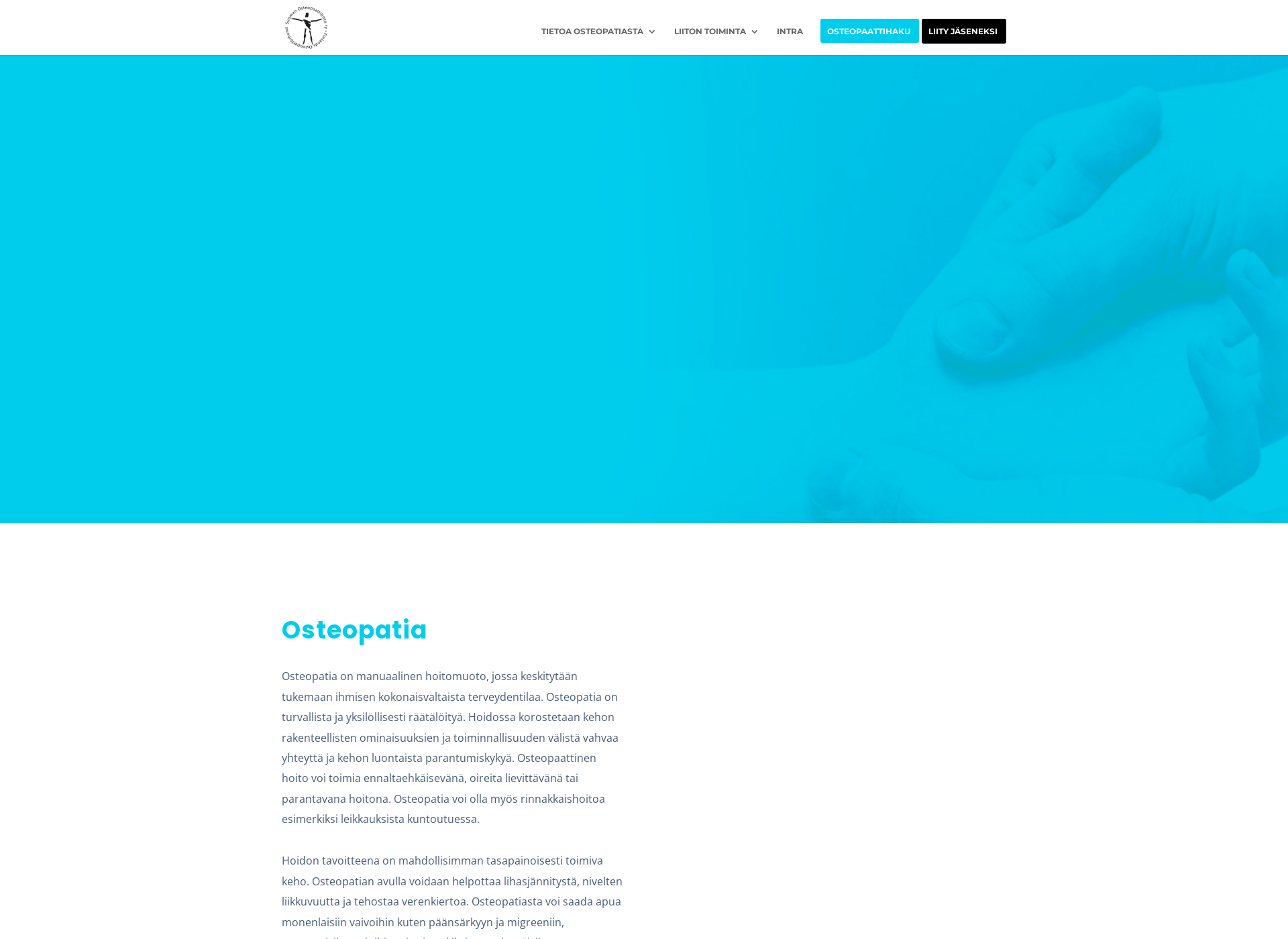 Skärmdump för osteopatia.fi