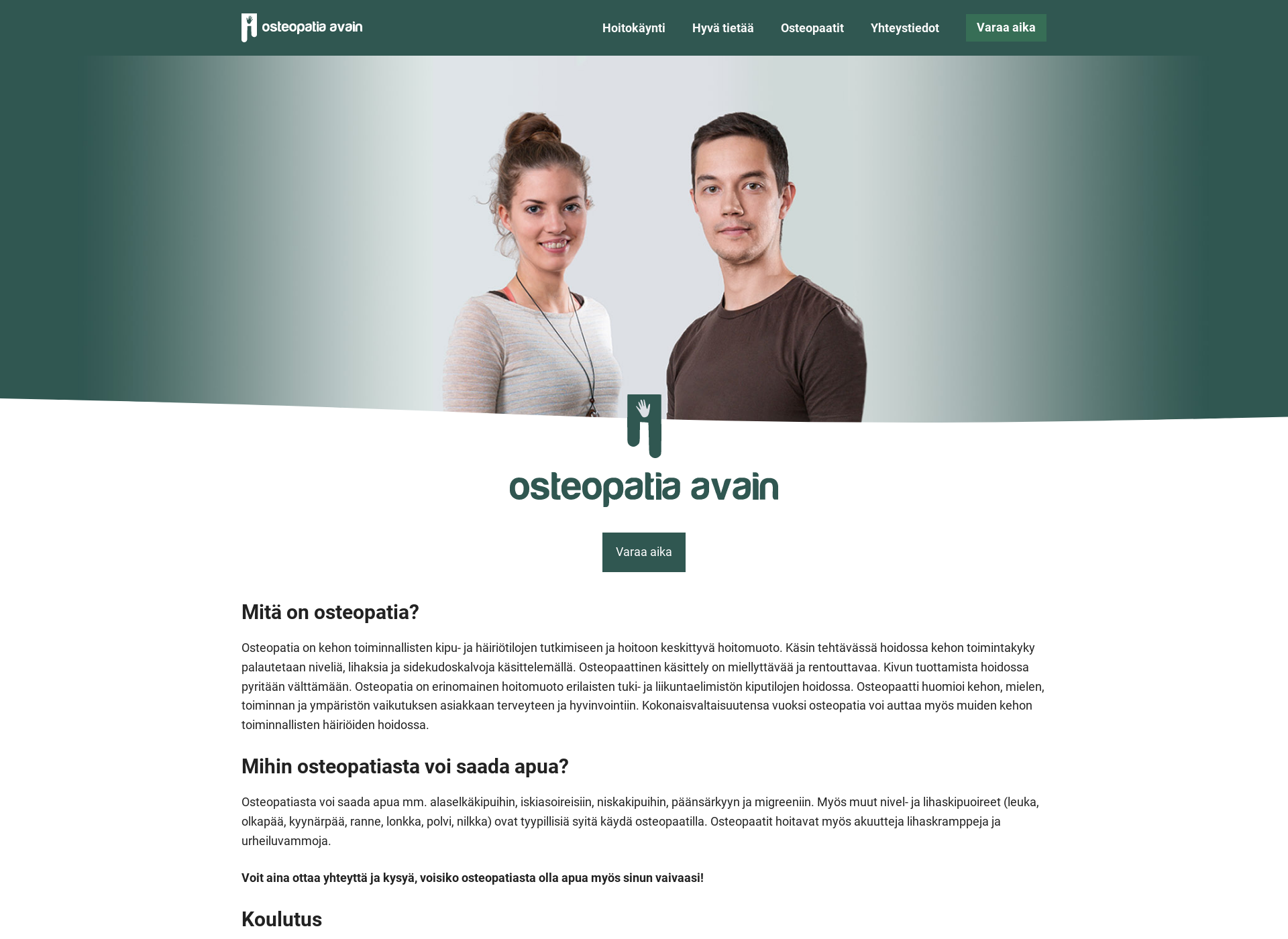 Skärmdump för osteopatiaavain.fi