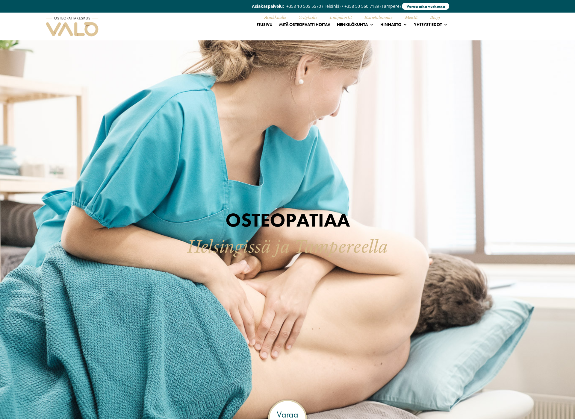 Screenshot for osteopatiakeskusvalo.fi