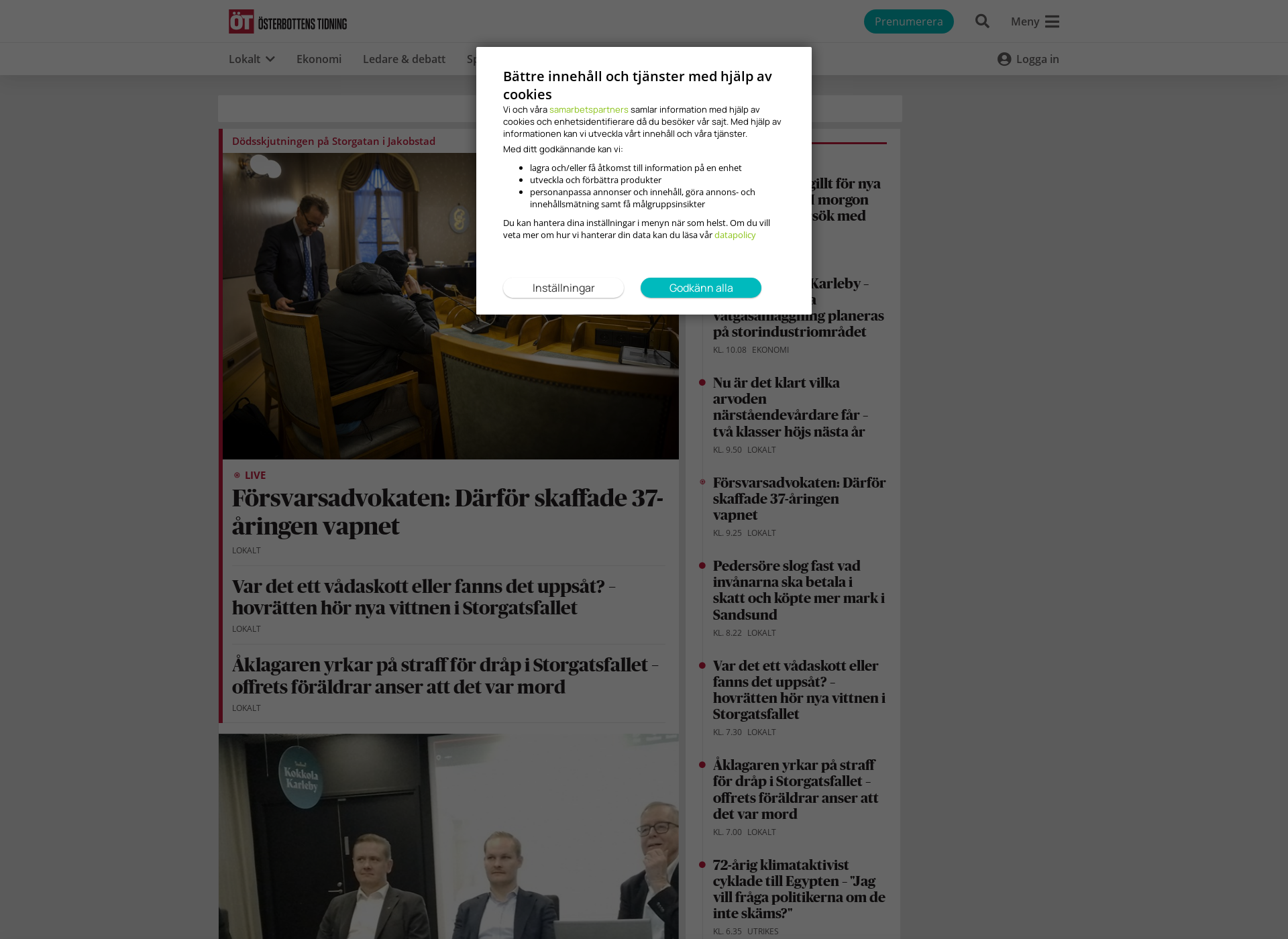 Screenshot for osterbottenstidning.fi