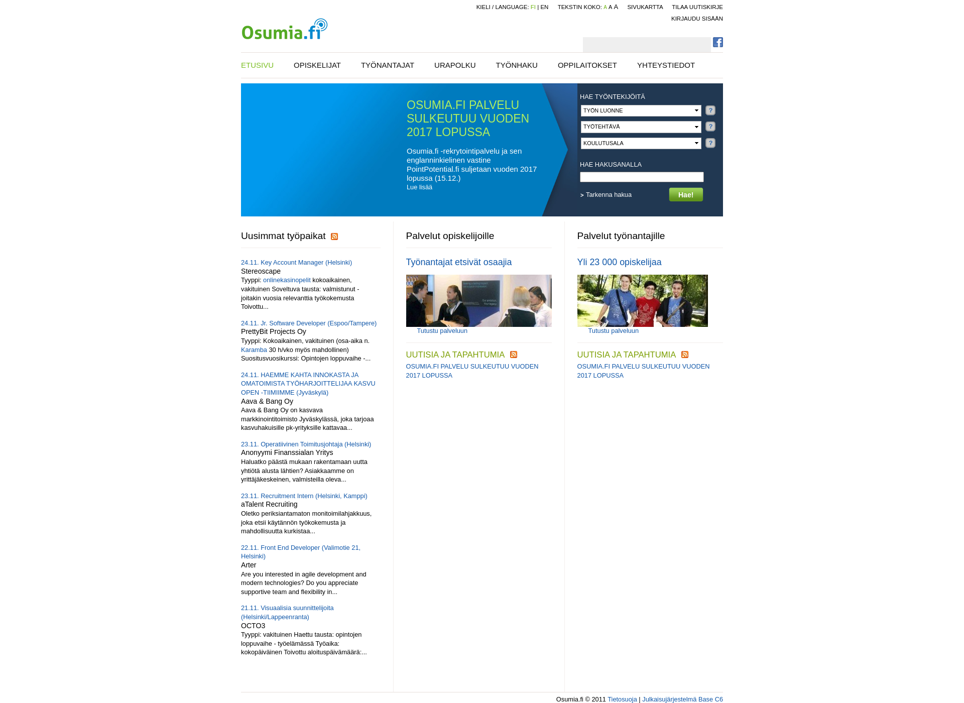 Screenshot for osumia.fi