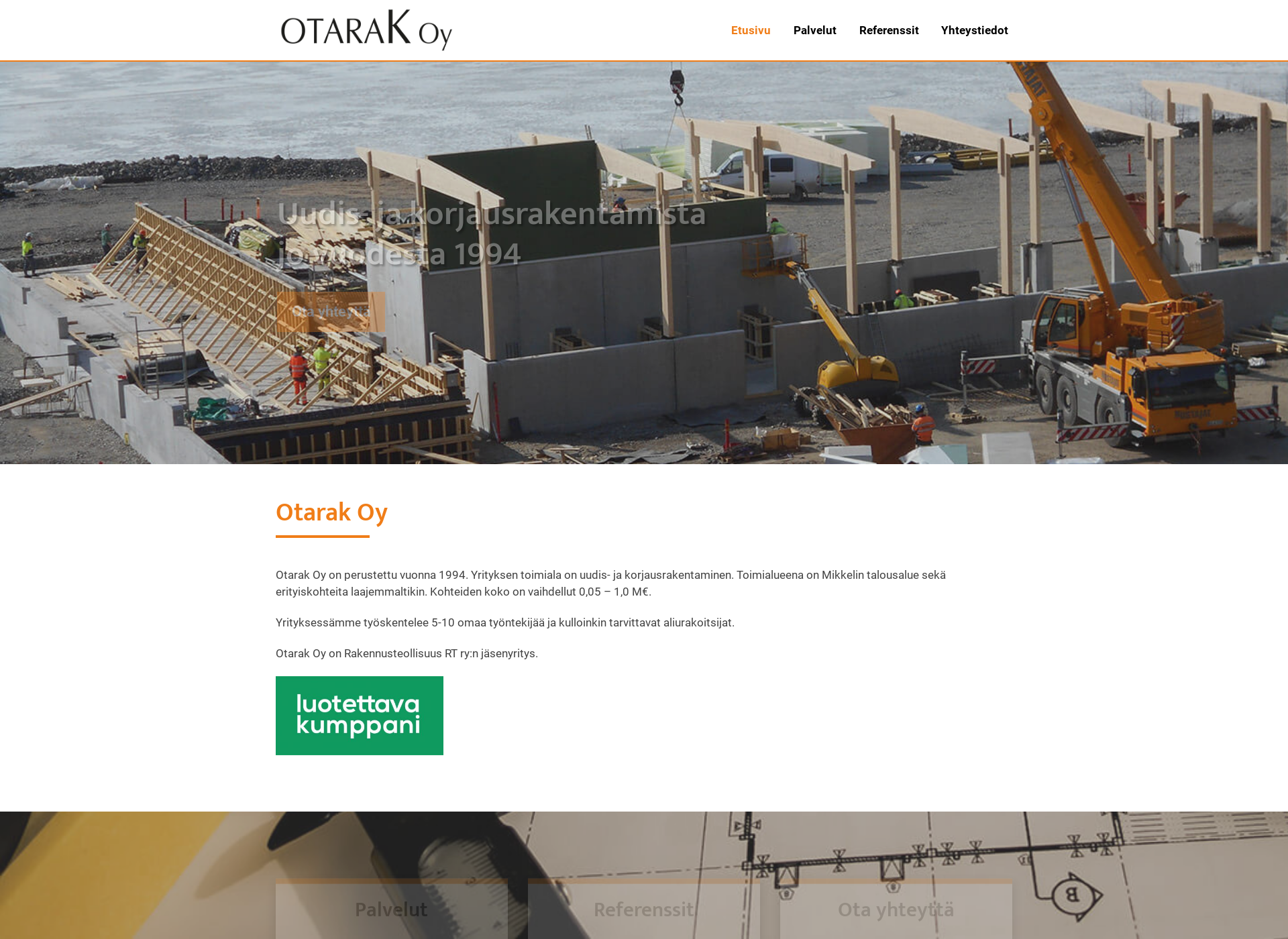 Skärmdump för otarak.fi