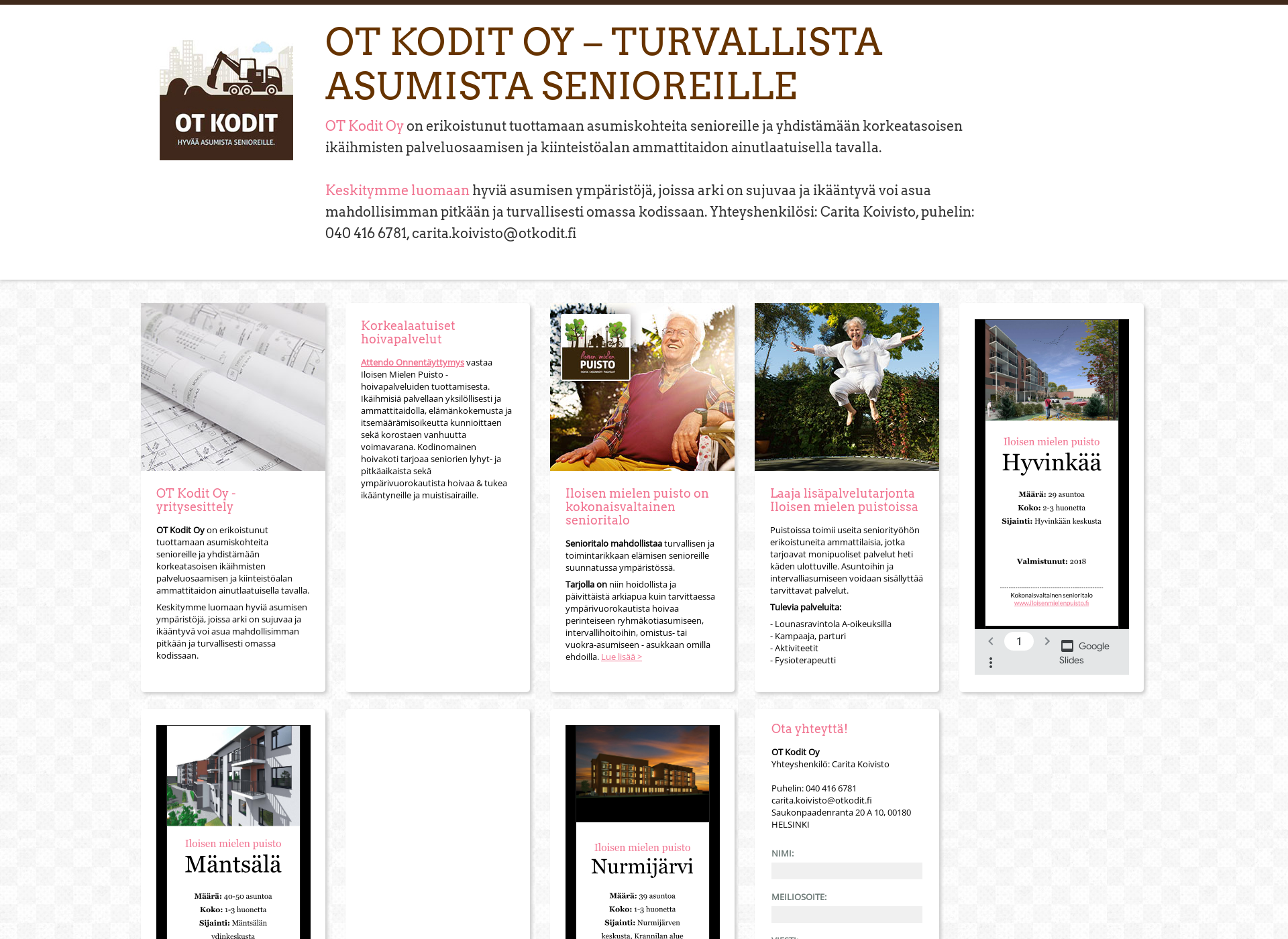 Skärmdump för otkodit.fi