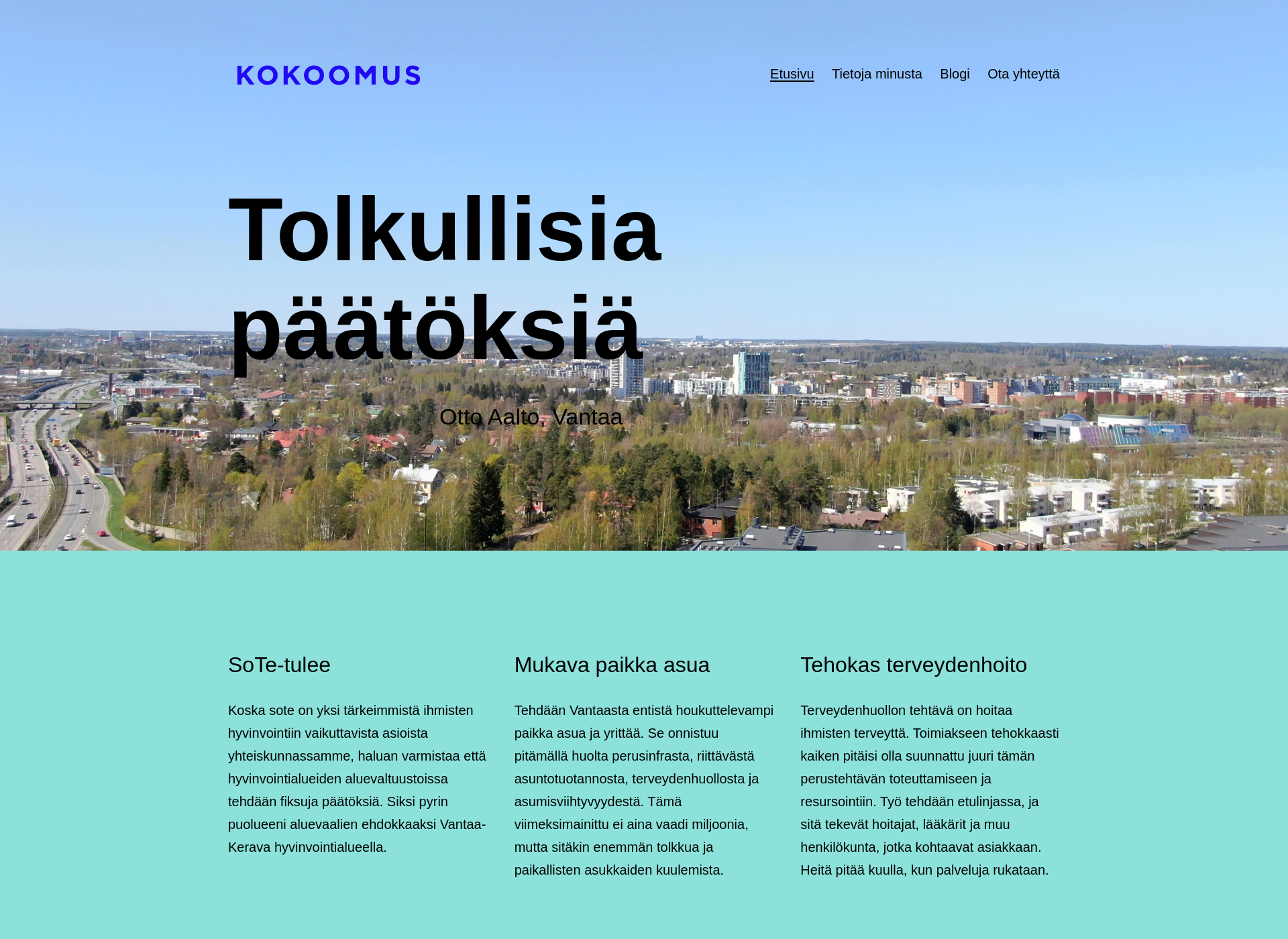 Skärmdump för ottoaalto.fi