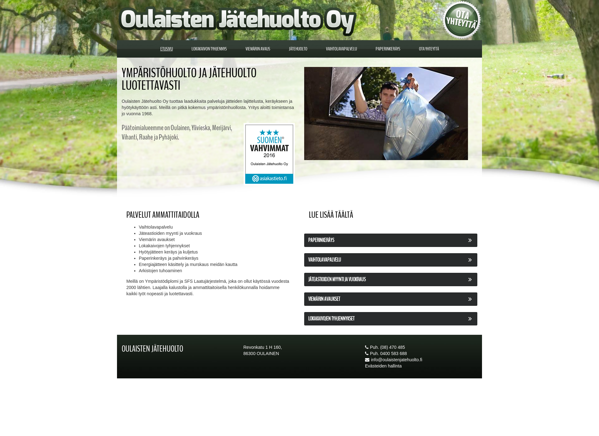 Screenshot for oulaistenjatehuolto.fi