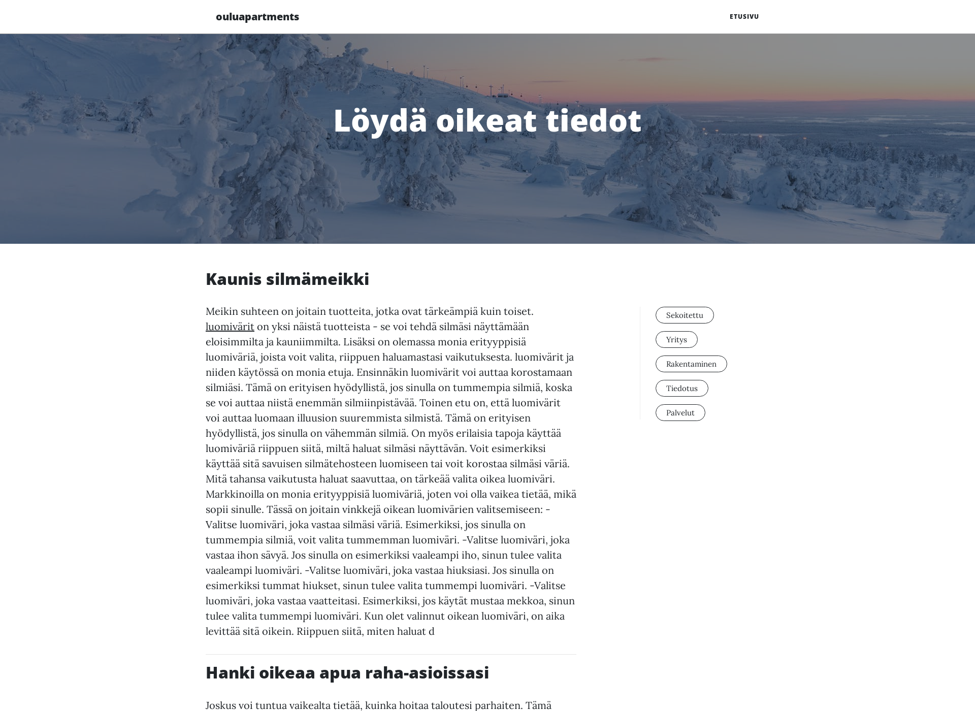Skärmdump för ouluapartments.fi