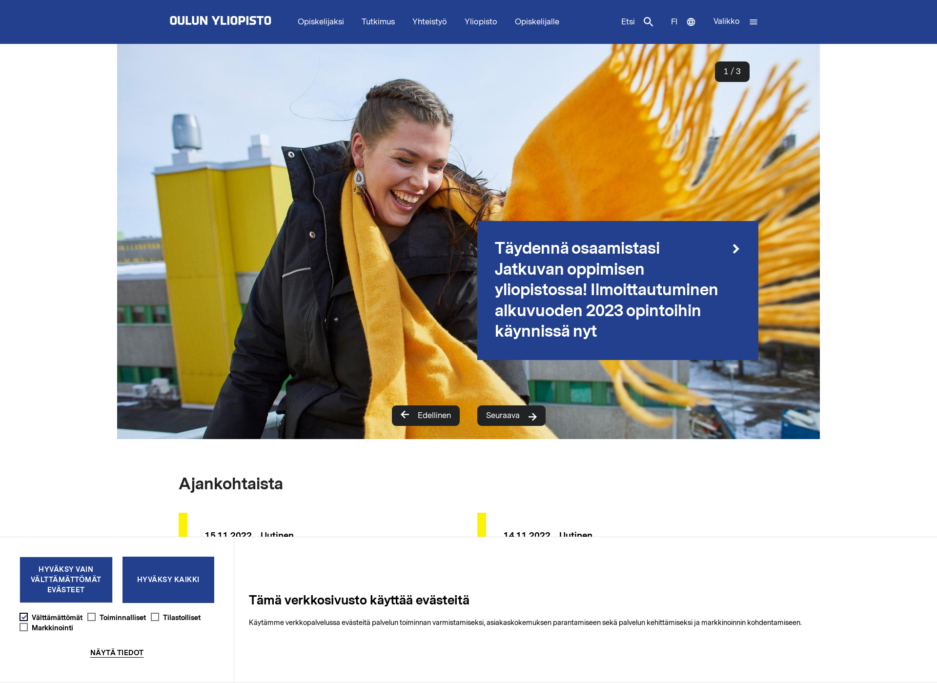 Screenshot for oulun-yliopisto.fi