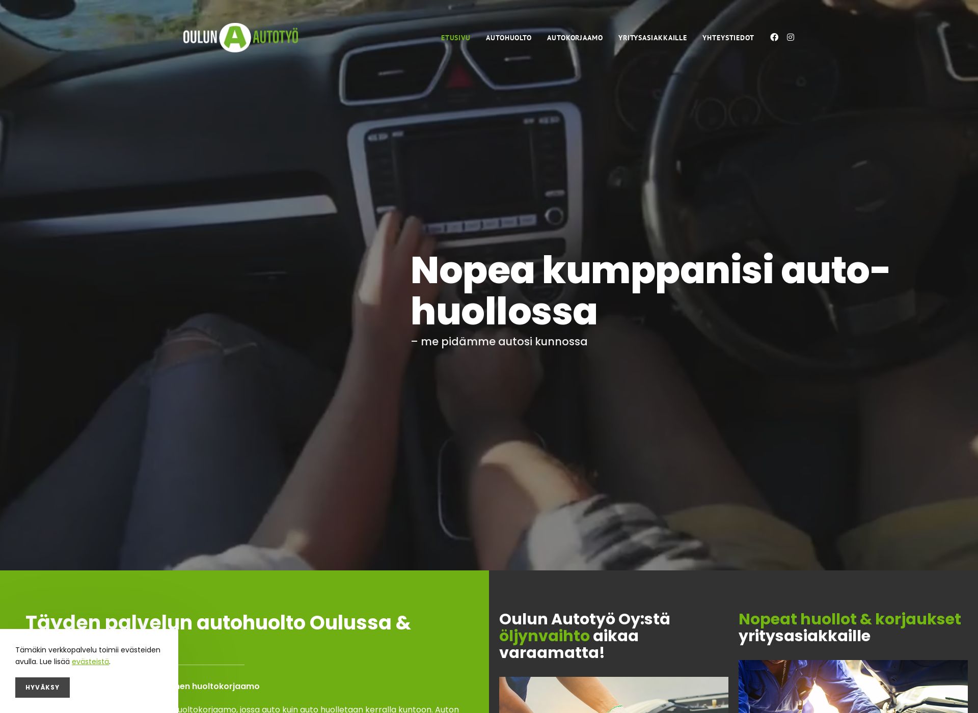 Skärmdump för oulunautotyo.fi