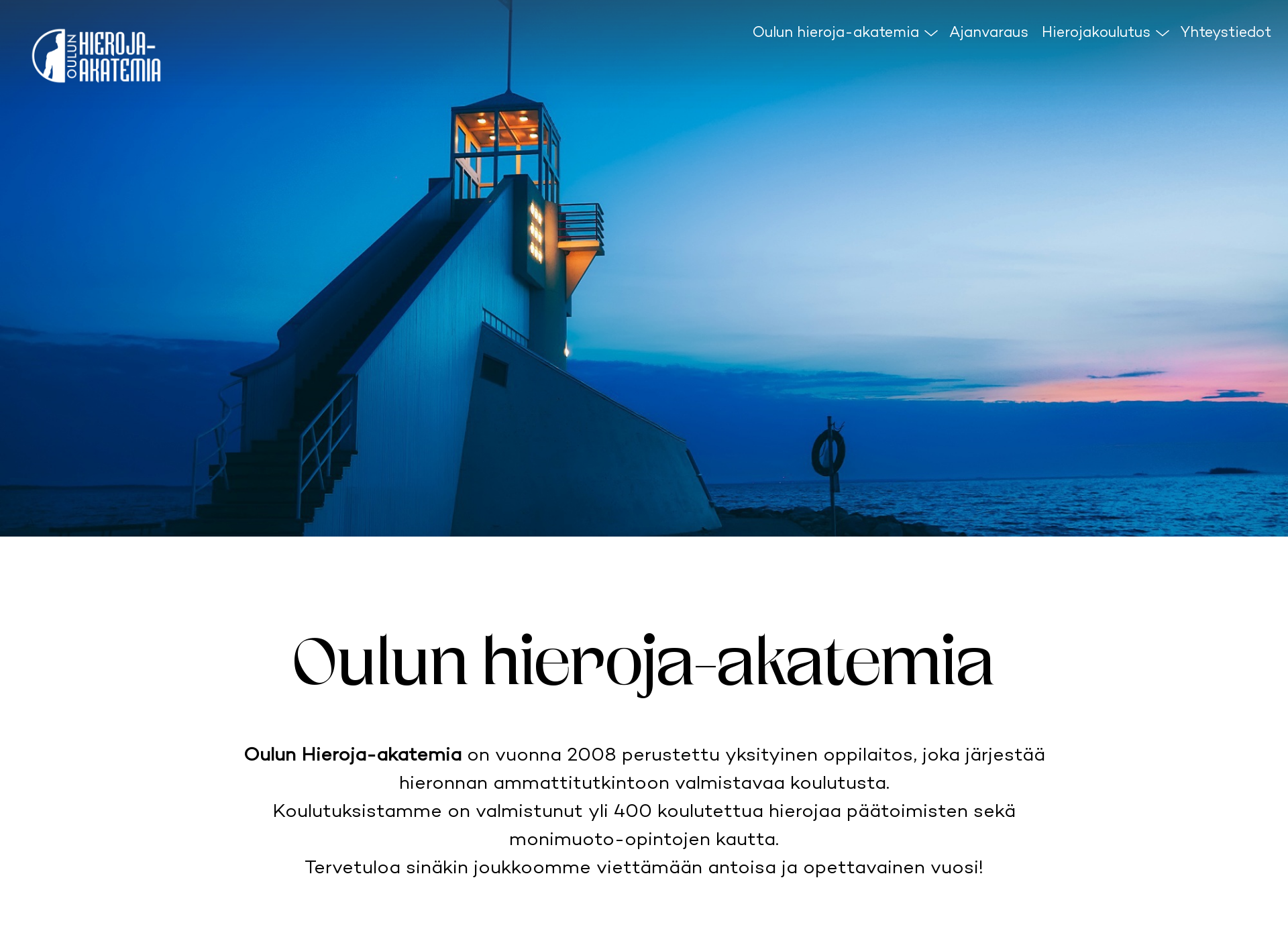 Skärmdump för oulunhieroja-akatemia.fi