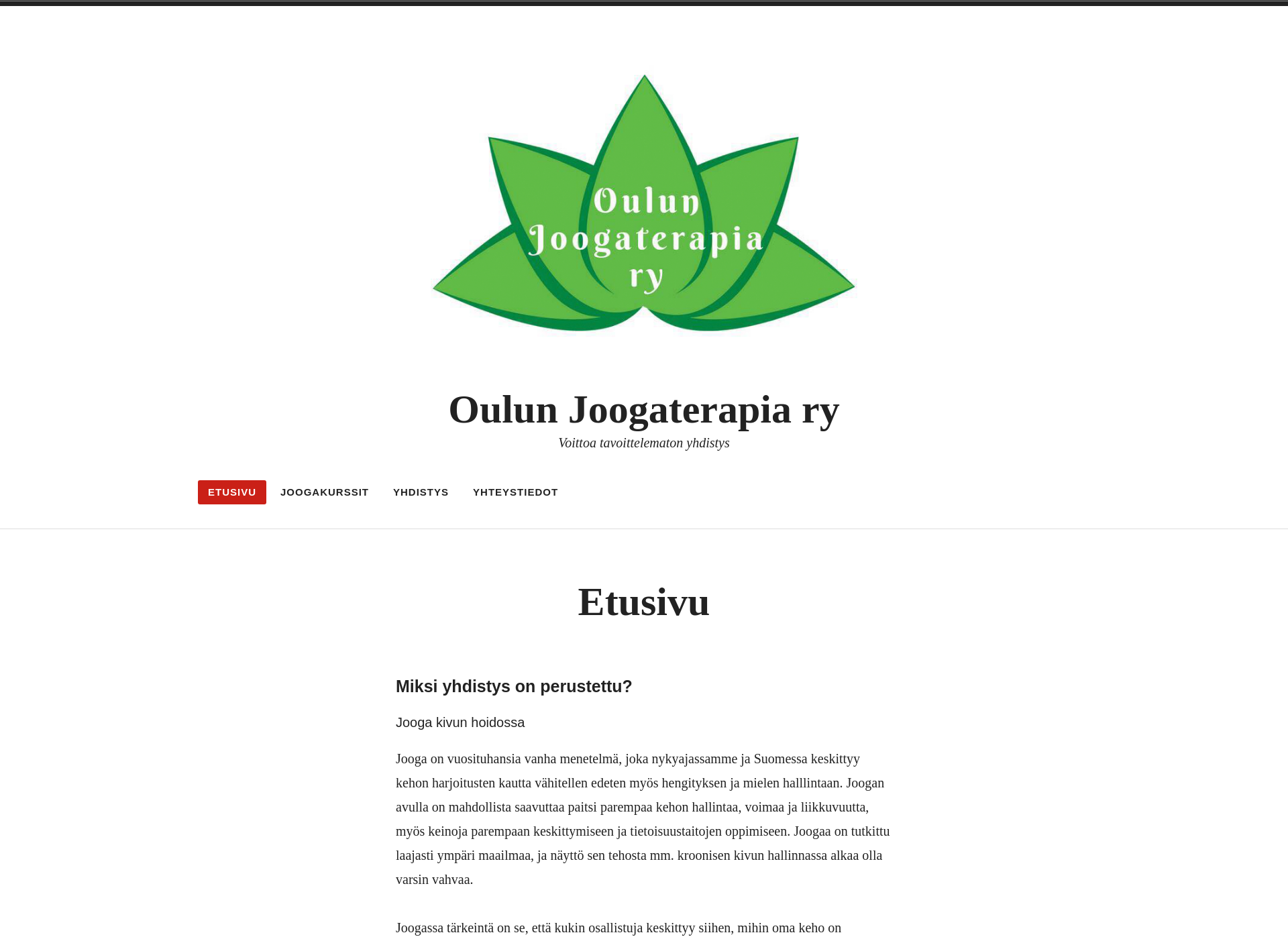 Skärmdump för oulunjoogaterapia.fi